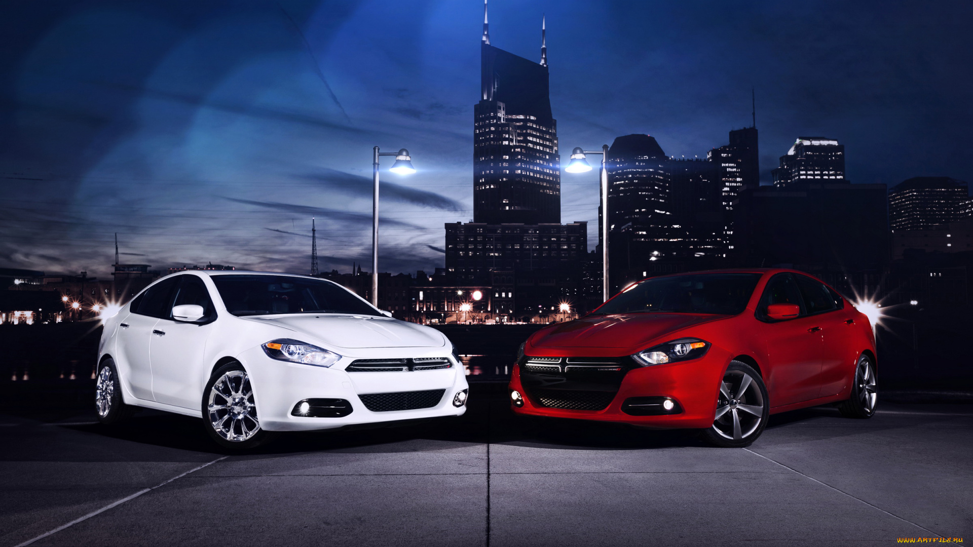 2012, dodge, dart, автомобили, dodge, дома, огни, ночь, dart