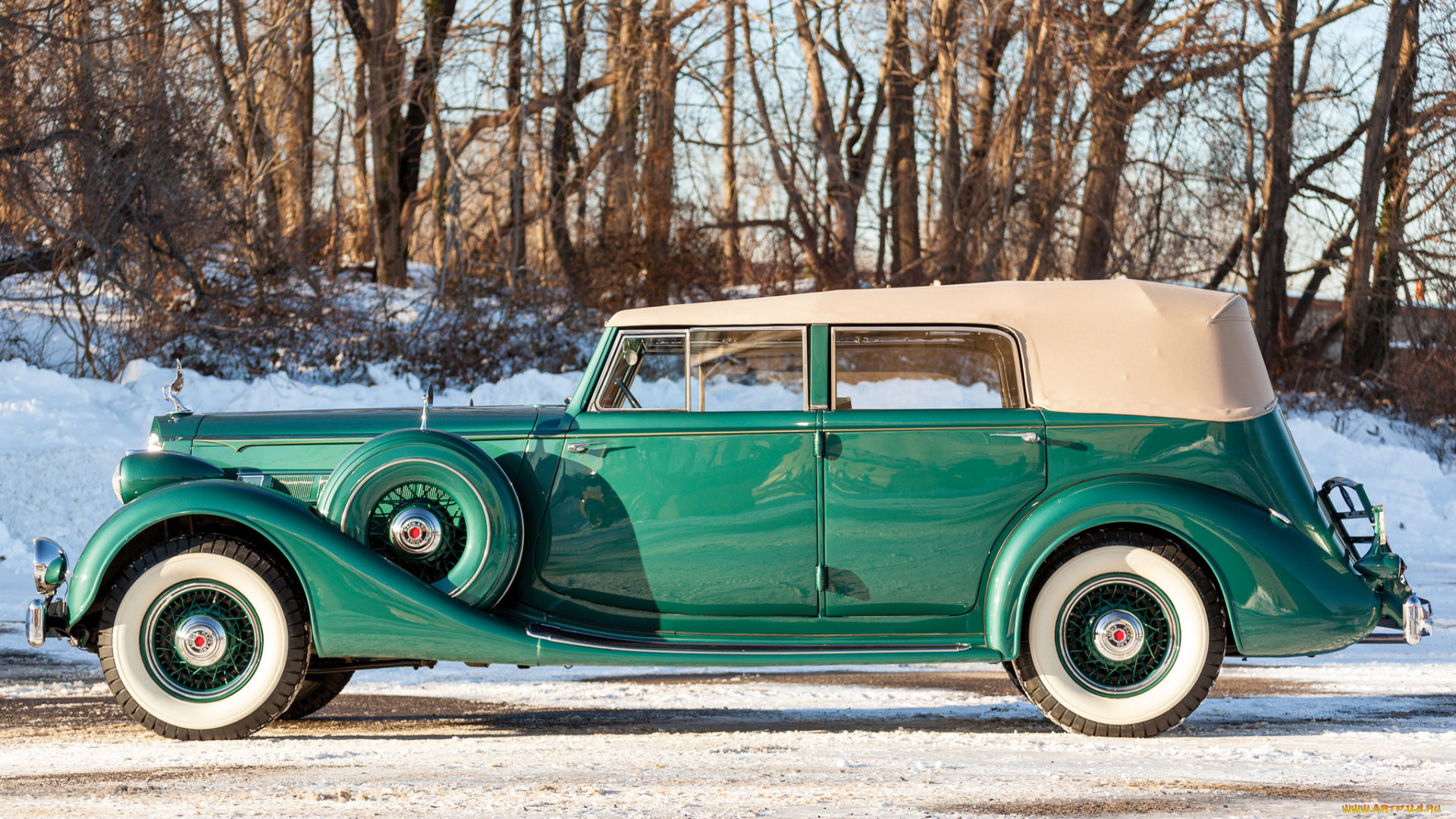 автомобили, packard, зеленый, 1936, 1402-963, sedan, convertible, eight