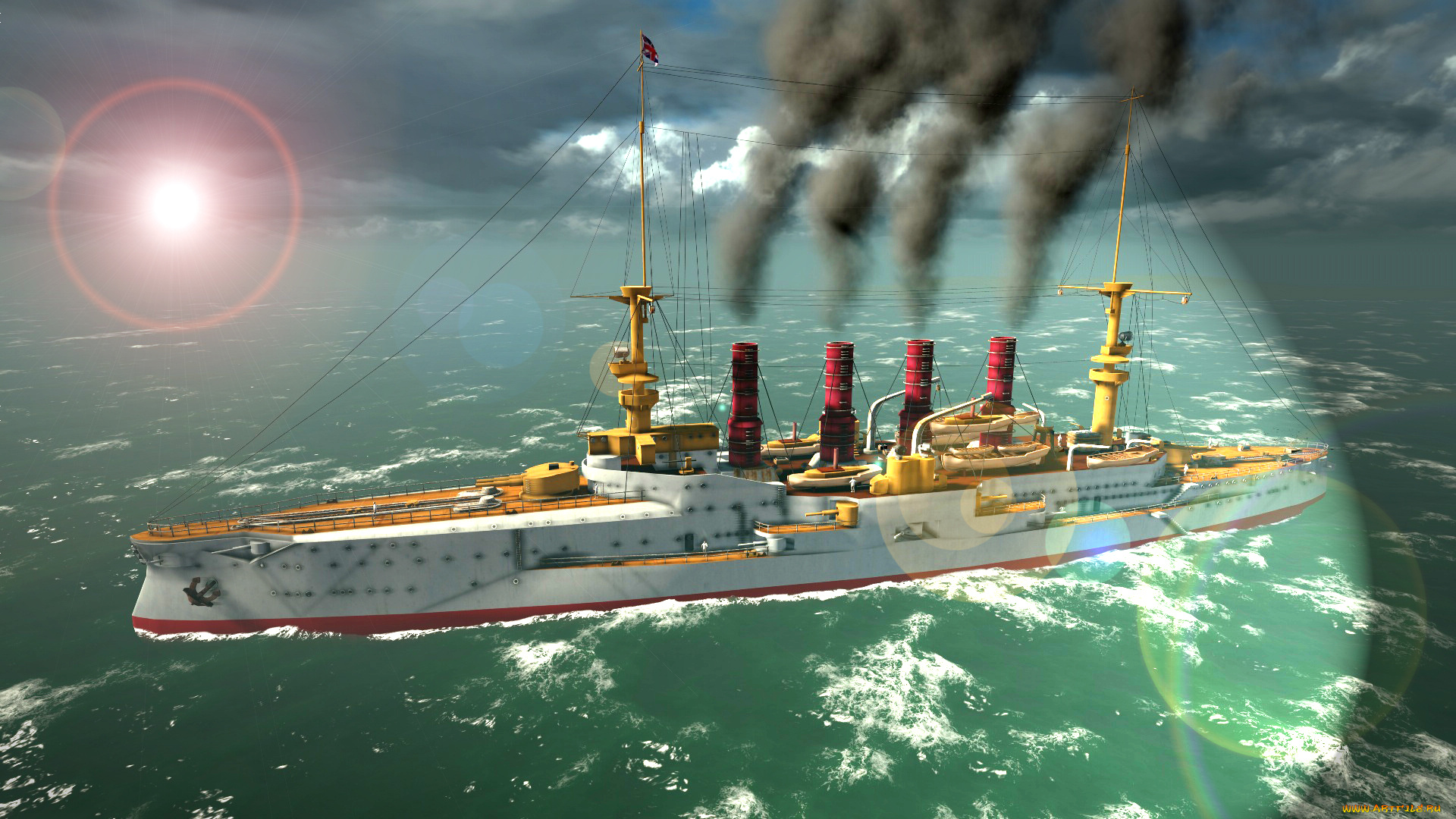 корабли, 3d, море, корабль