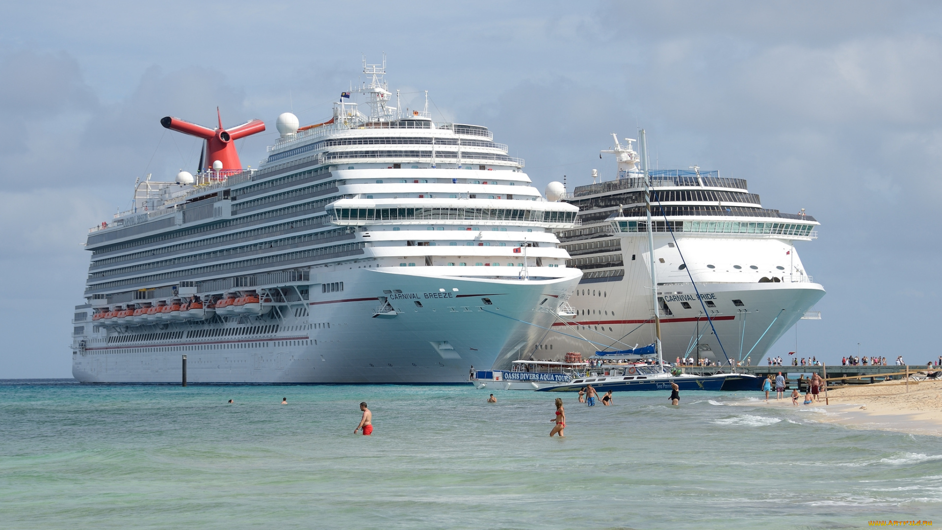 корабли, лайнеры, пляж, причал, океанские, круизные