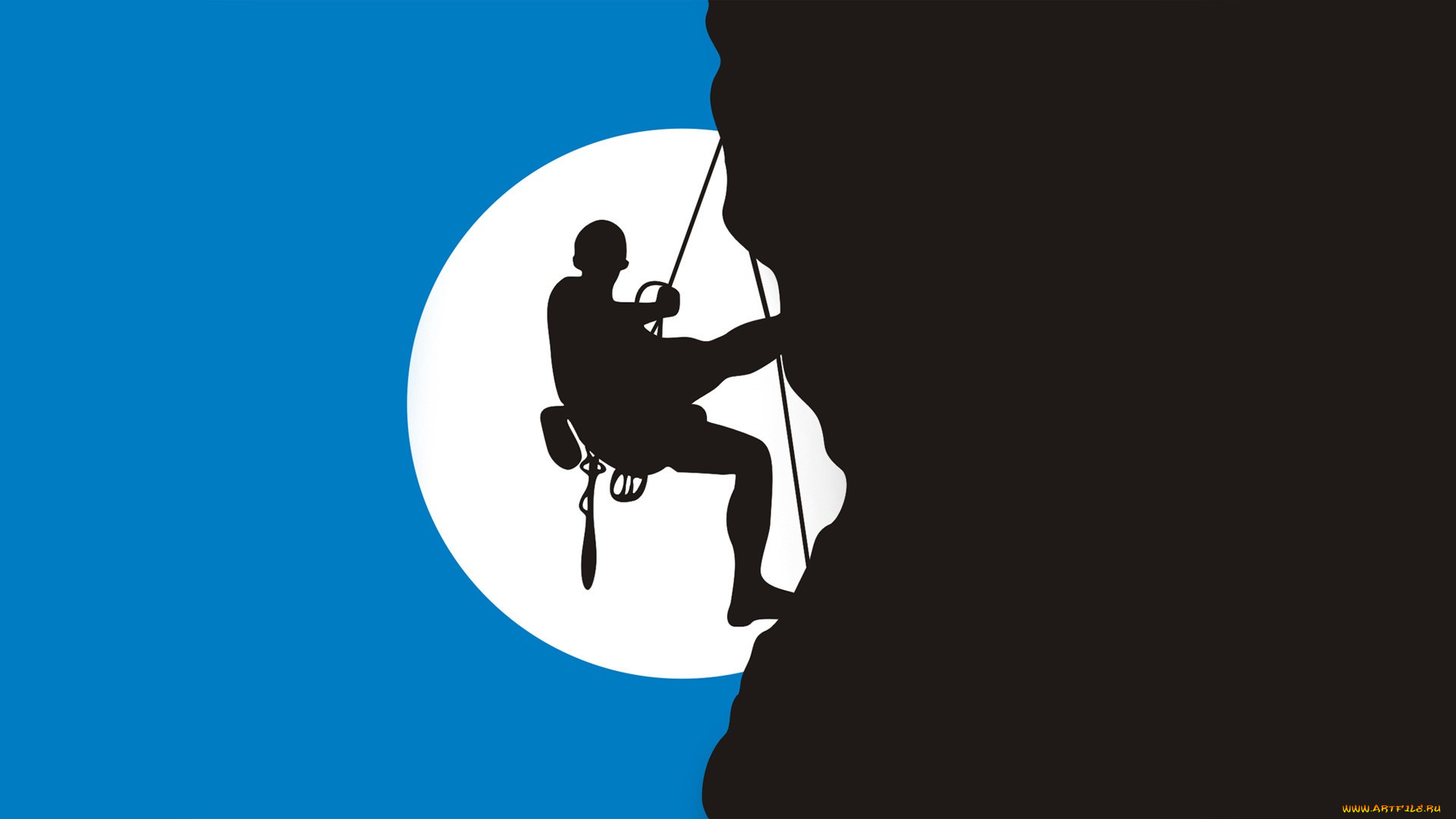 рисованные, минимализм, скала, альпинист