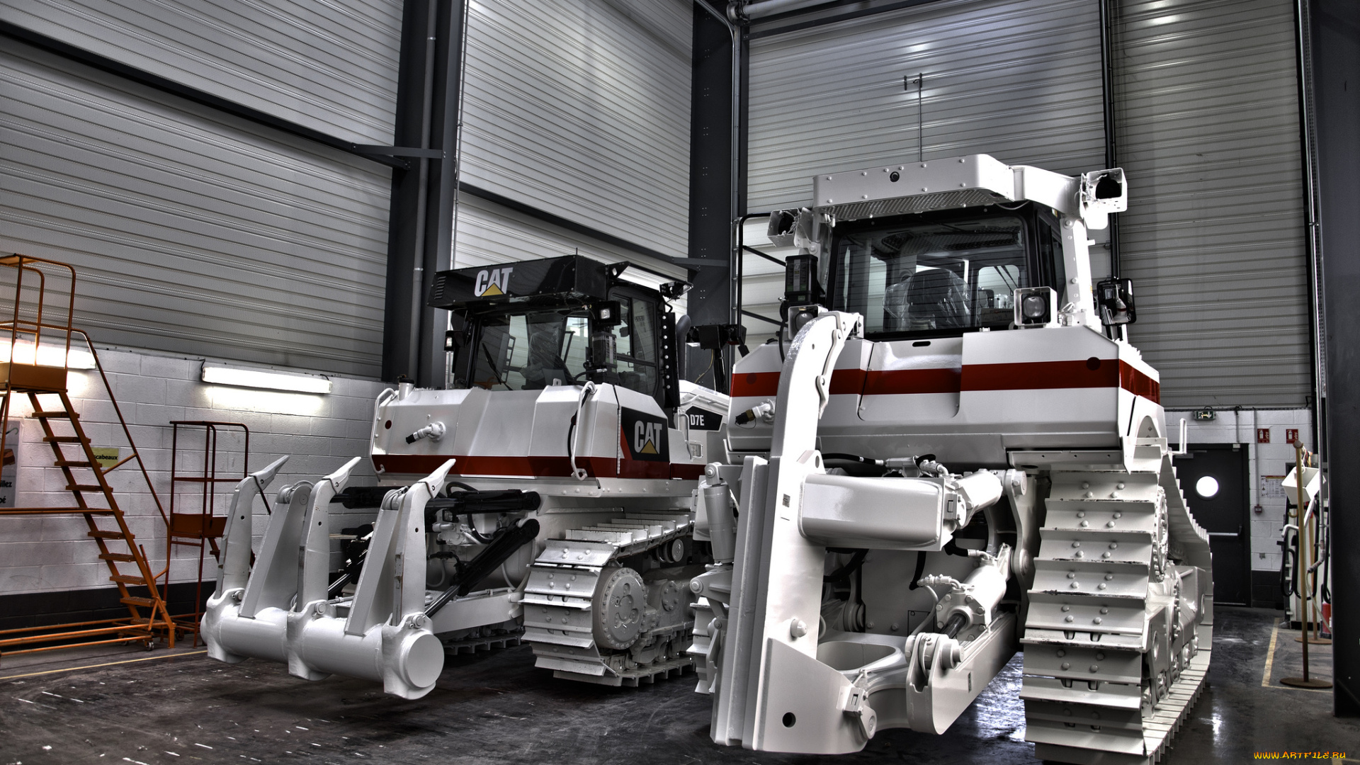 техника, бульдозеры, на, гусенецах, ангар, тяжелый, гусеничный, трактор