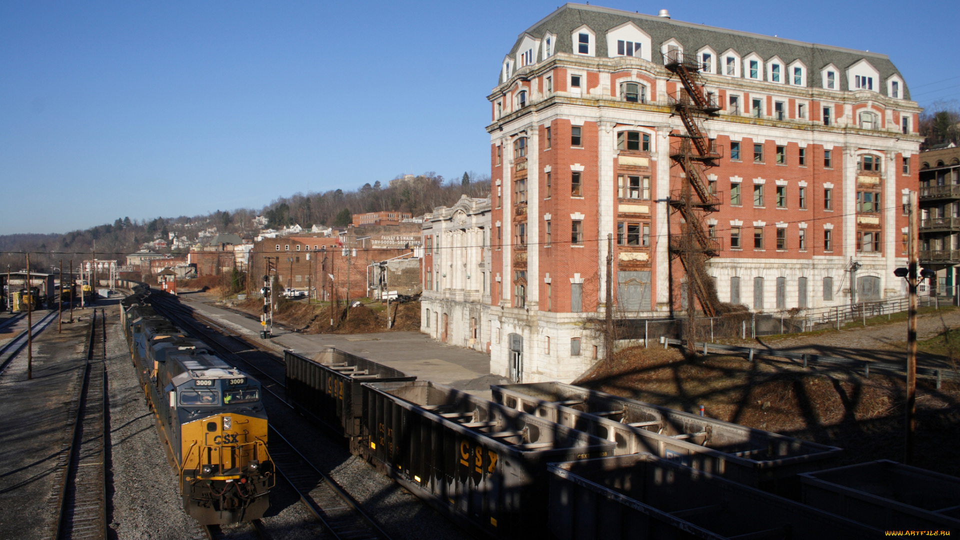 техника, поезда, локомотив, рельсы, состав