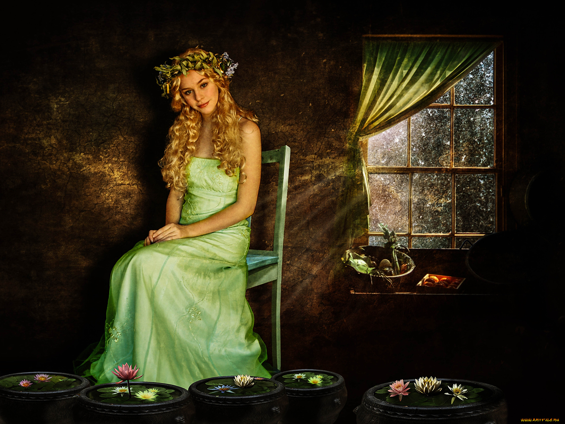 фэнтези, -временный, , не, выбирать, окно, венок