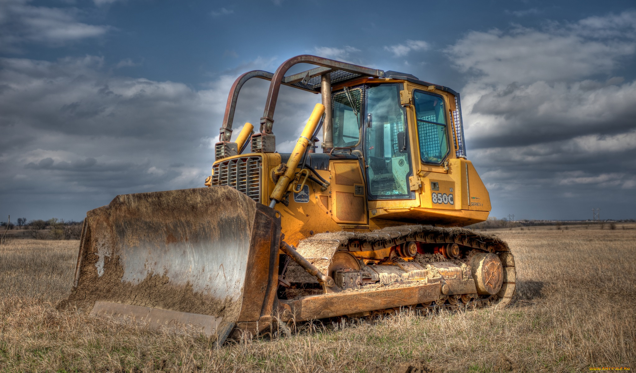 john, deere, 850c, техника, бульдозеры, на, гусенецах, бульдозер, ковш, мощь