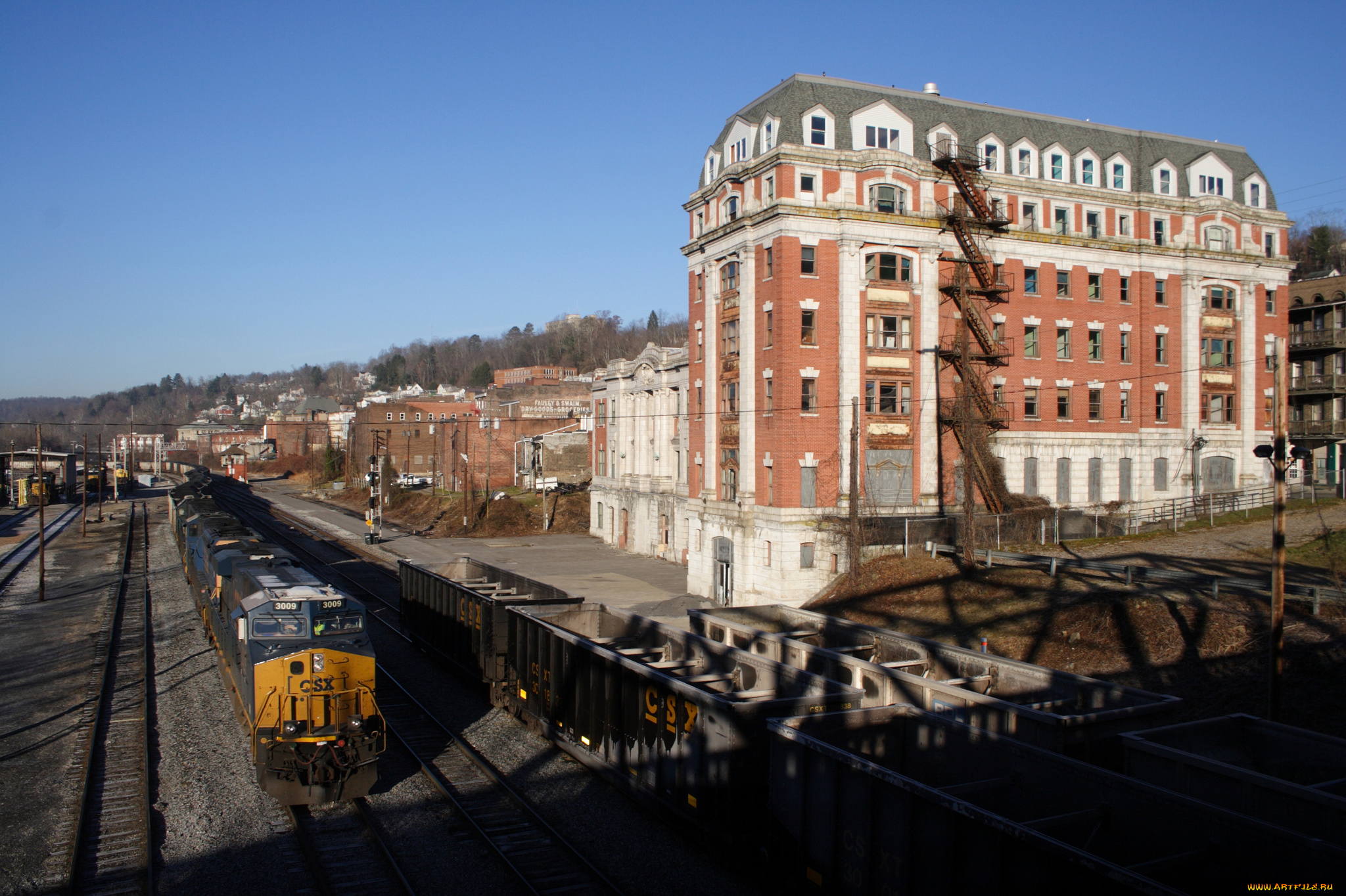 техника, поезда, локомотив, рельсы, состав