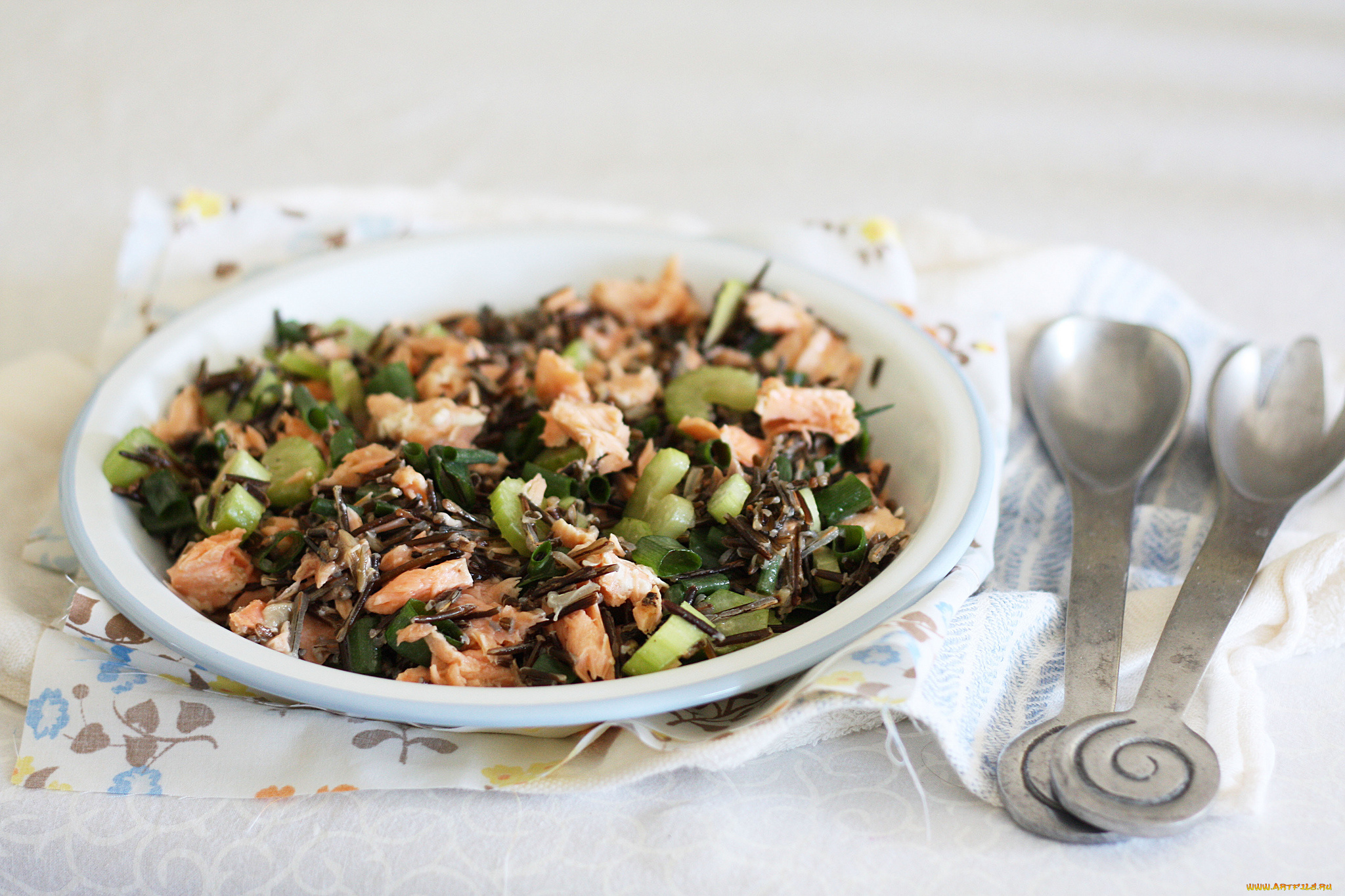 еда, салаты, , закуски, дикий, лосось, рис, салат