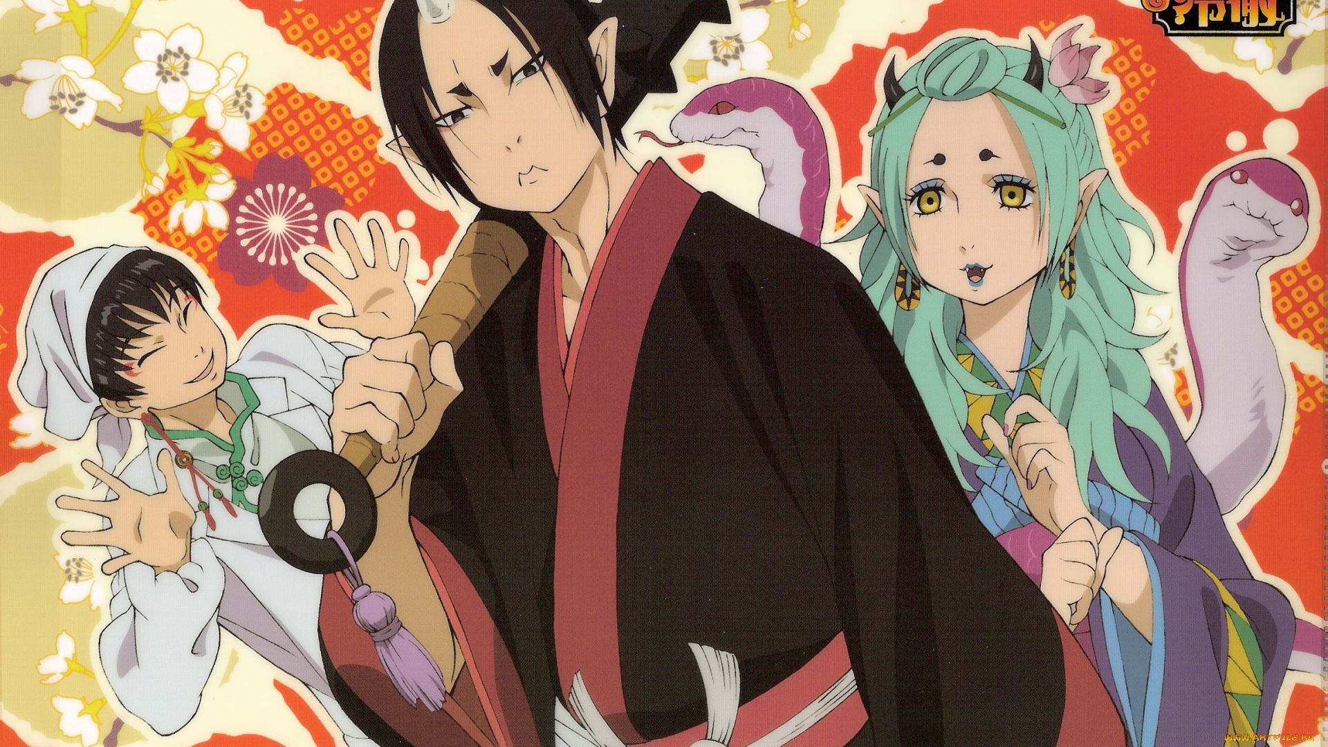 аниме, hoozuki, no, reitetsu, девушка, хакутаку, хладнокровный, хозуки