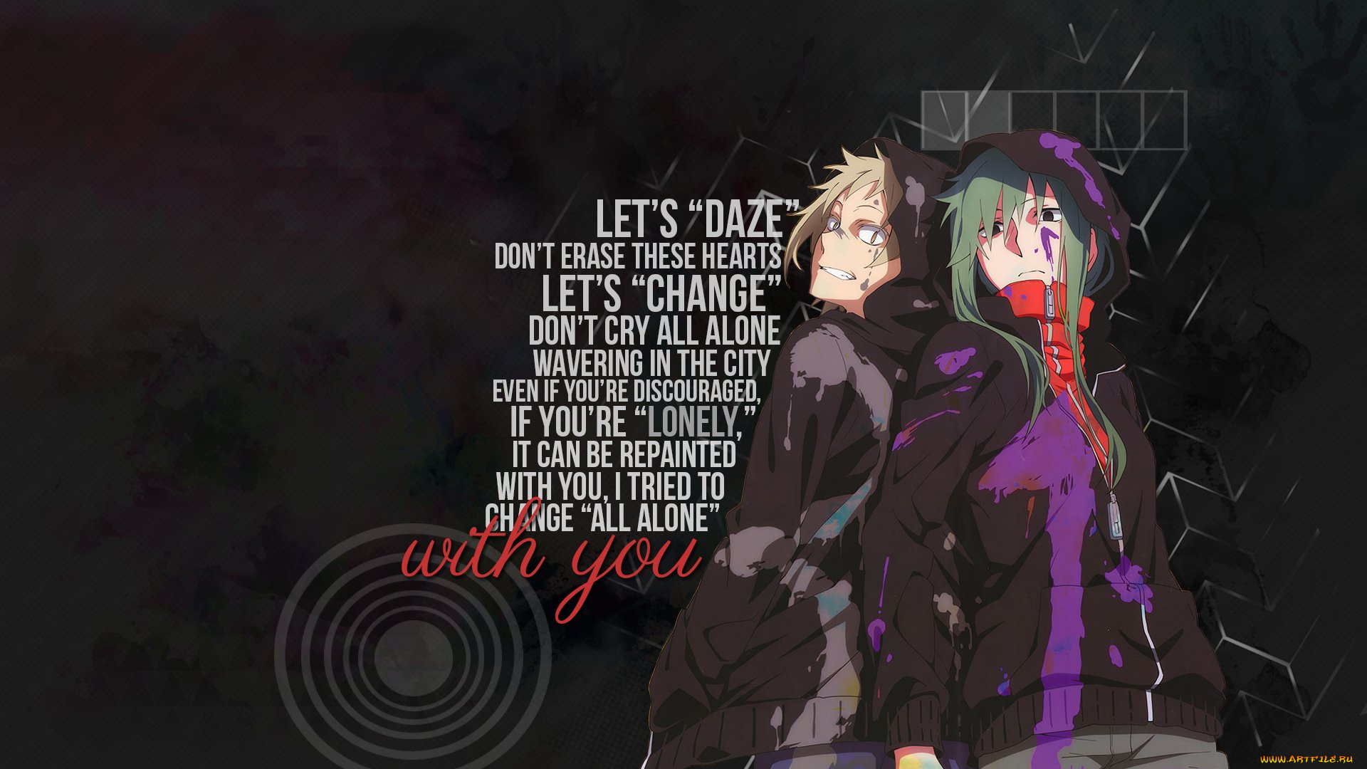 аниме, kagerou, project, девушка, парень, арт