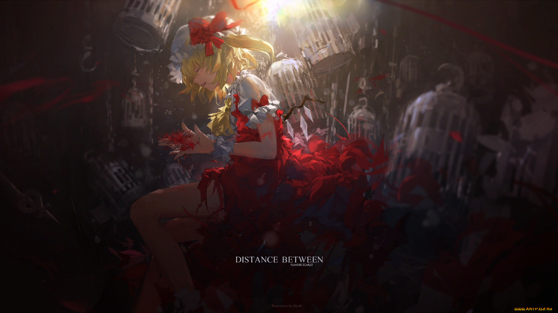 аниме, touhou, mivit, flandre, scarlet