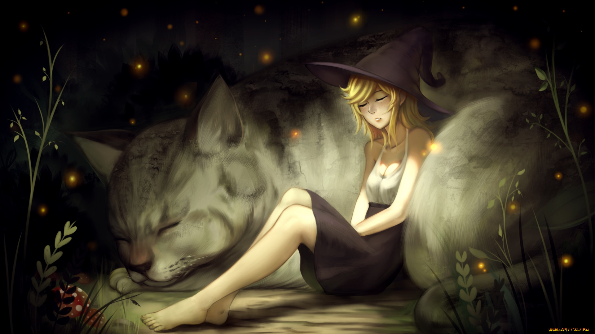 автор, , ragecndy, аниме, животные, , существа, девушка, кот, арт