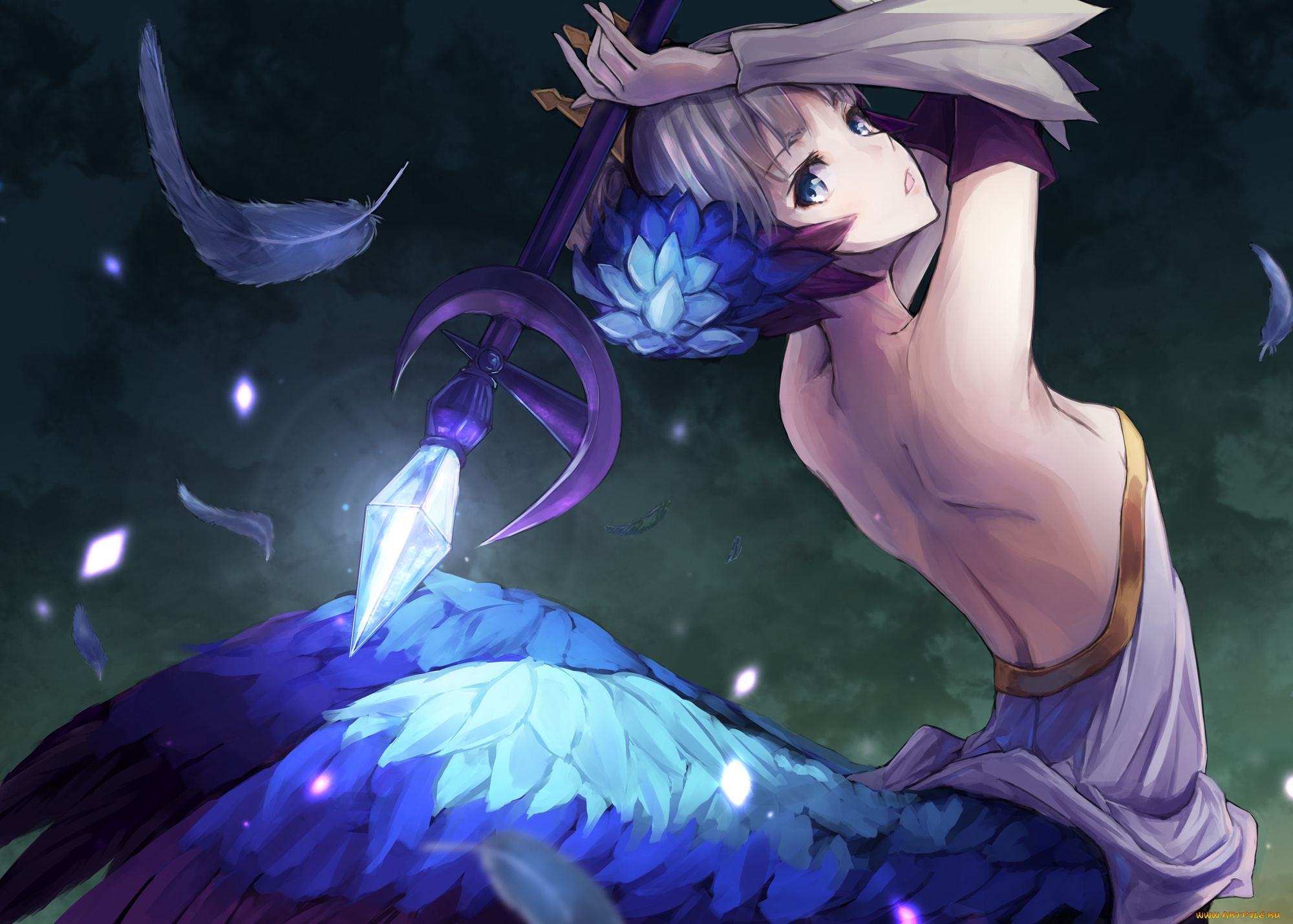 аниме, odin, sphere, посох, девушка, odin, sphere, gwendolyn, konkito, кристалл