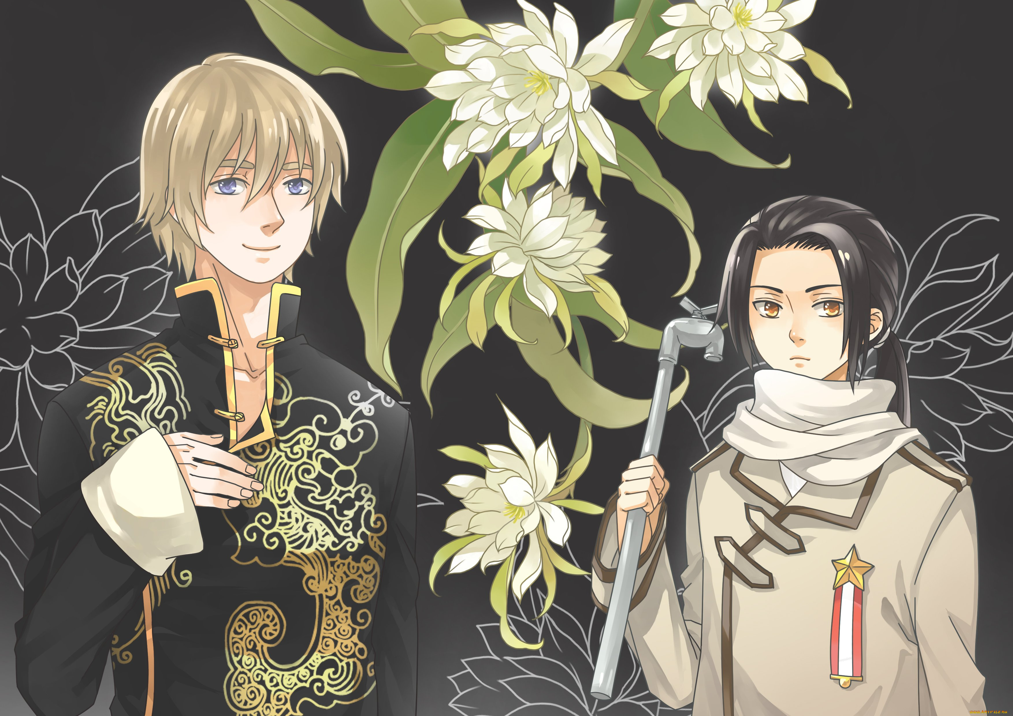 аниме, hetalia, , axis, powers, цветы, страны, парни