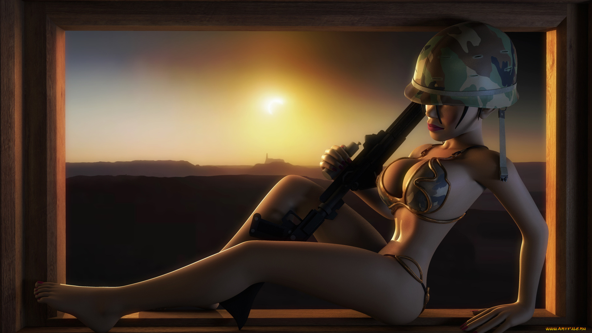 3д, графика, ___, девушка, взгляд, фон, интерьер