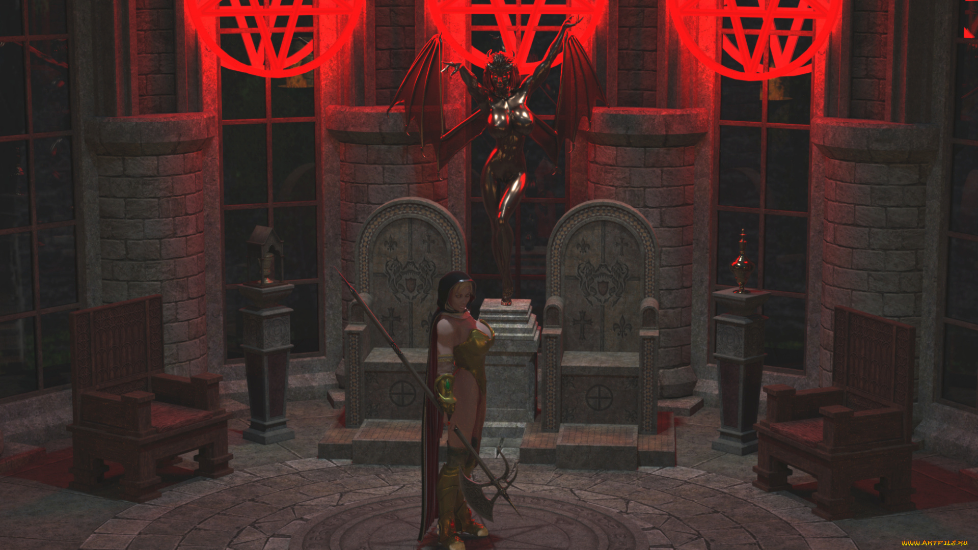 3д, графика, фантазия, , fantasy, фон, взгляд, девушка