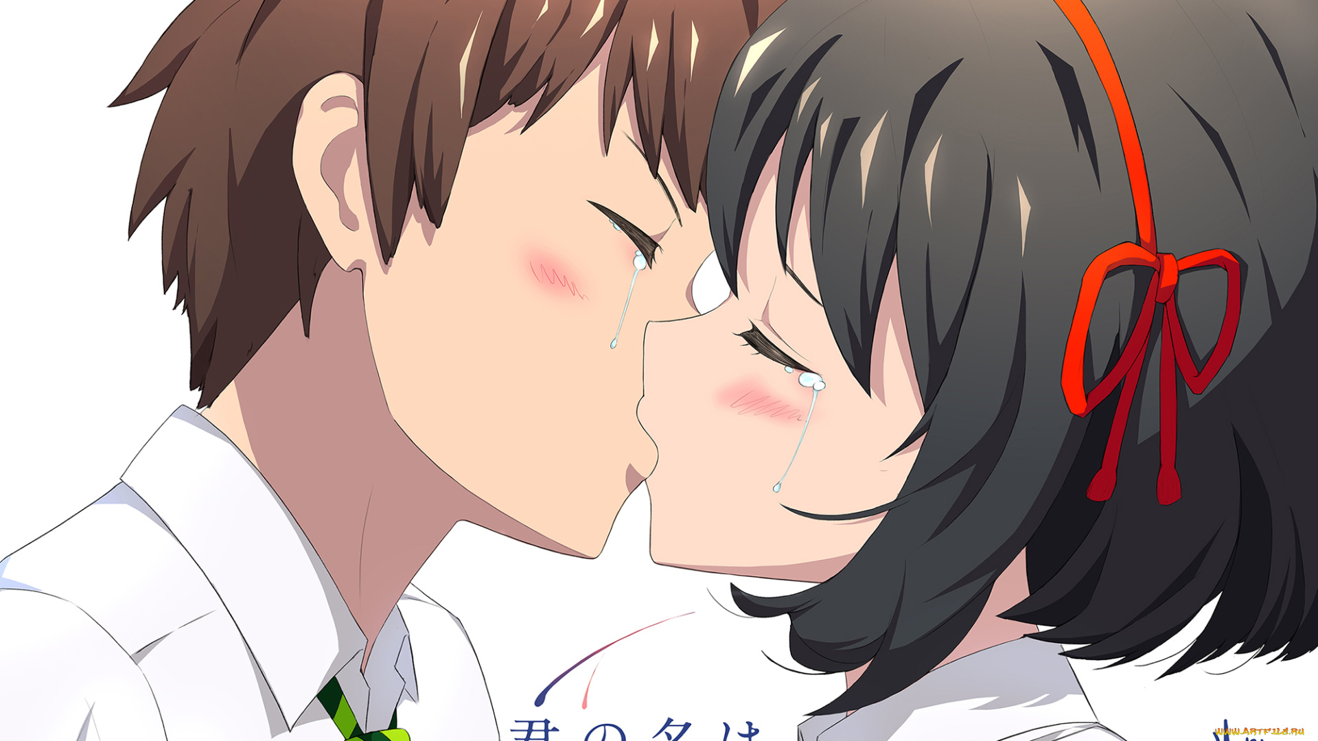 аниме, kimi, no, na, wa, взгляд, девушка, фон