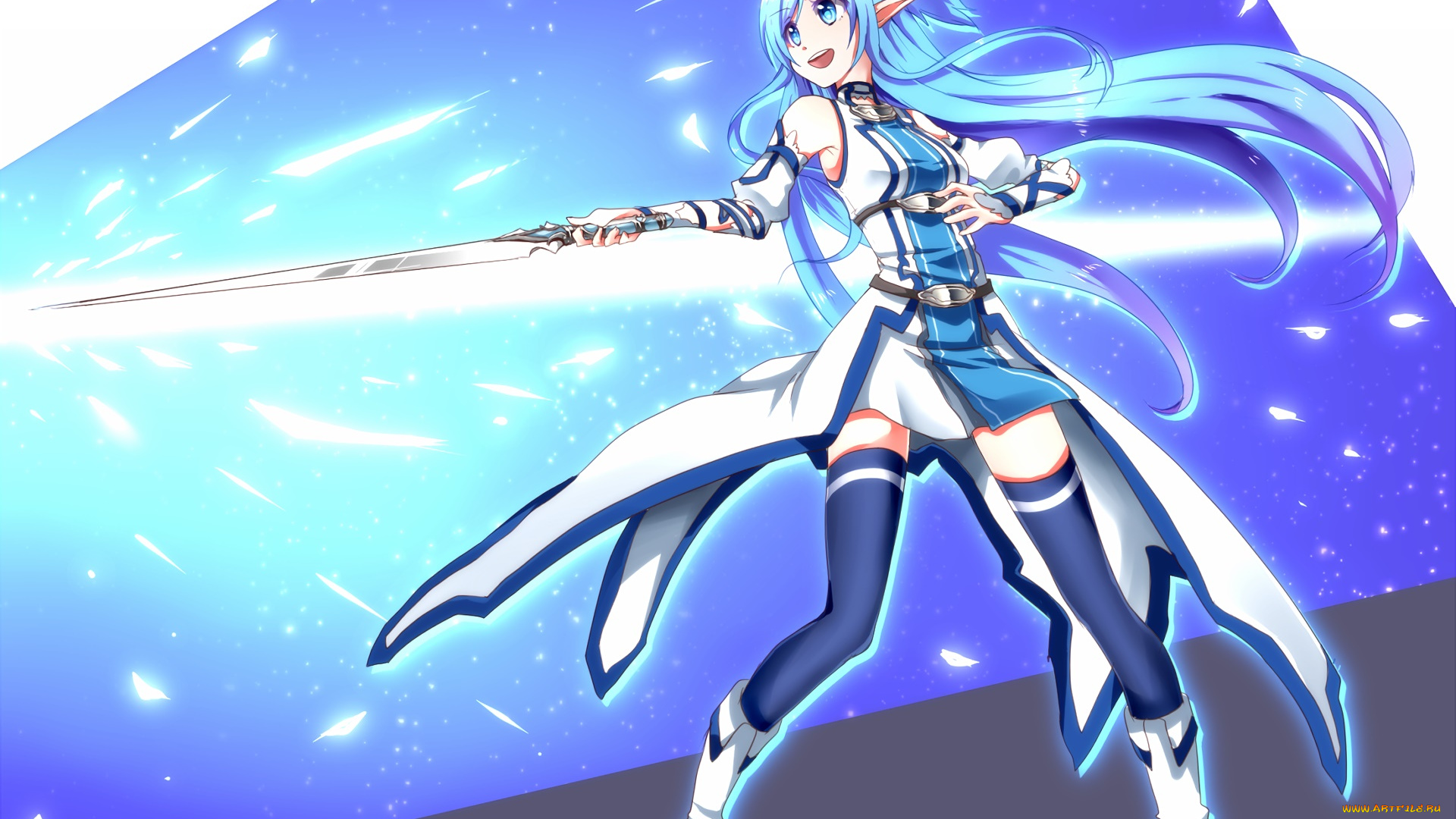 аниме, sword, art, online, девушка, взгляд, фон