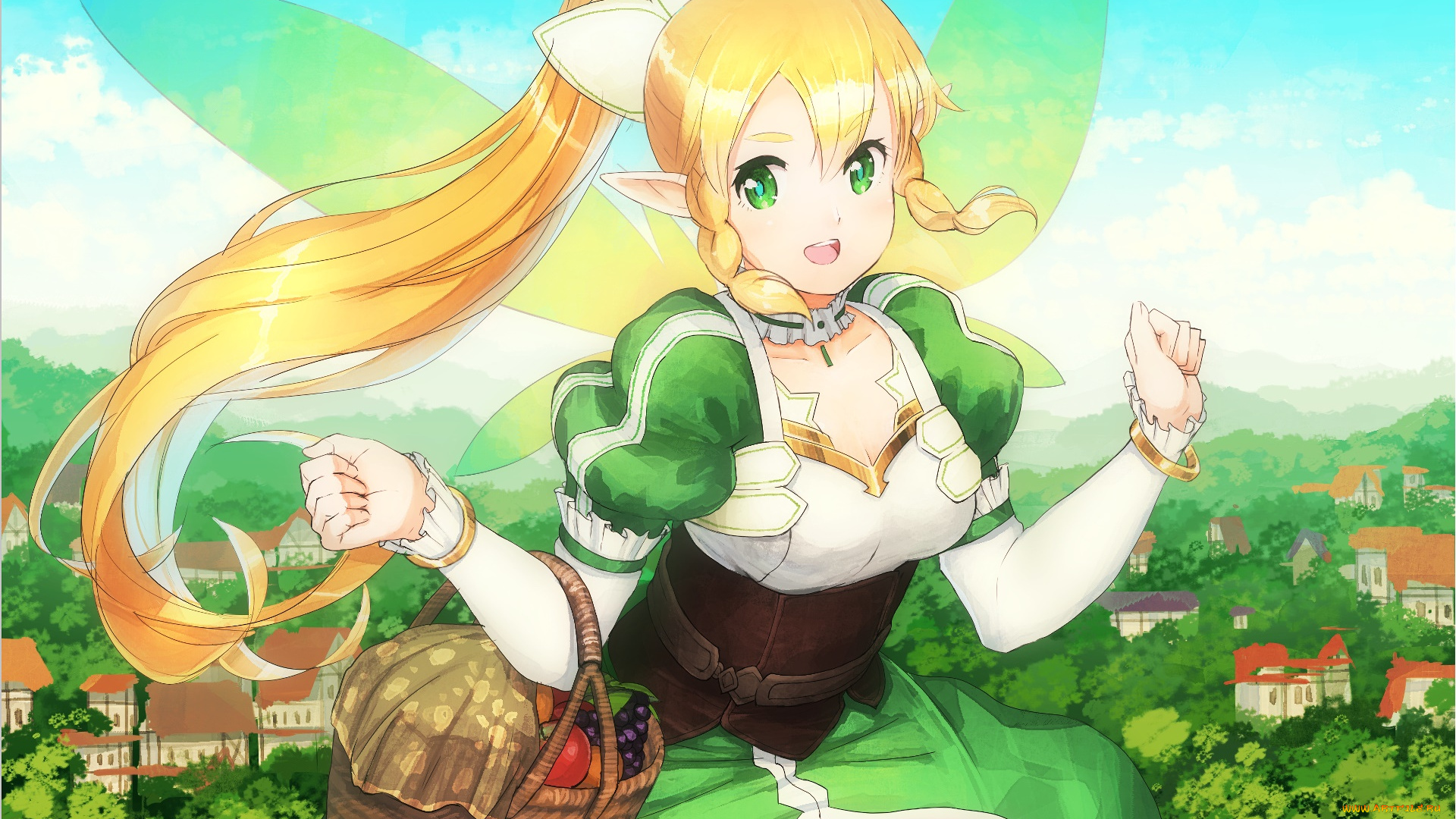 аниме, sword, art, online, девушка, взгляд, фон