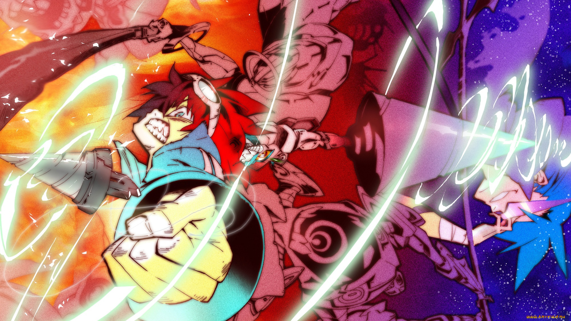 аниме, tengen, toppa, gurren-lagann, камина, симон