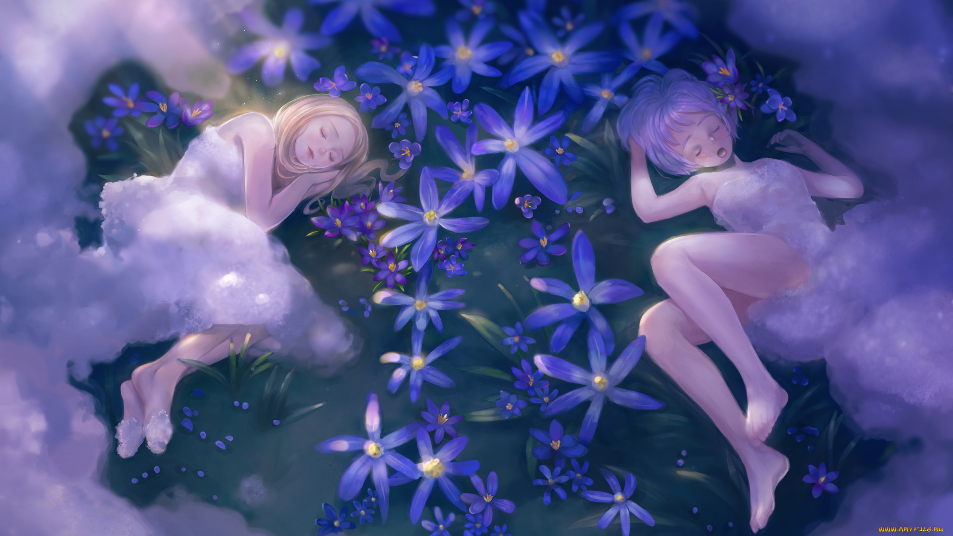 аниме, unknown, , другое, девочки, цветы