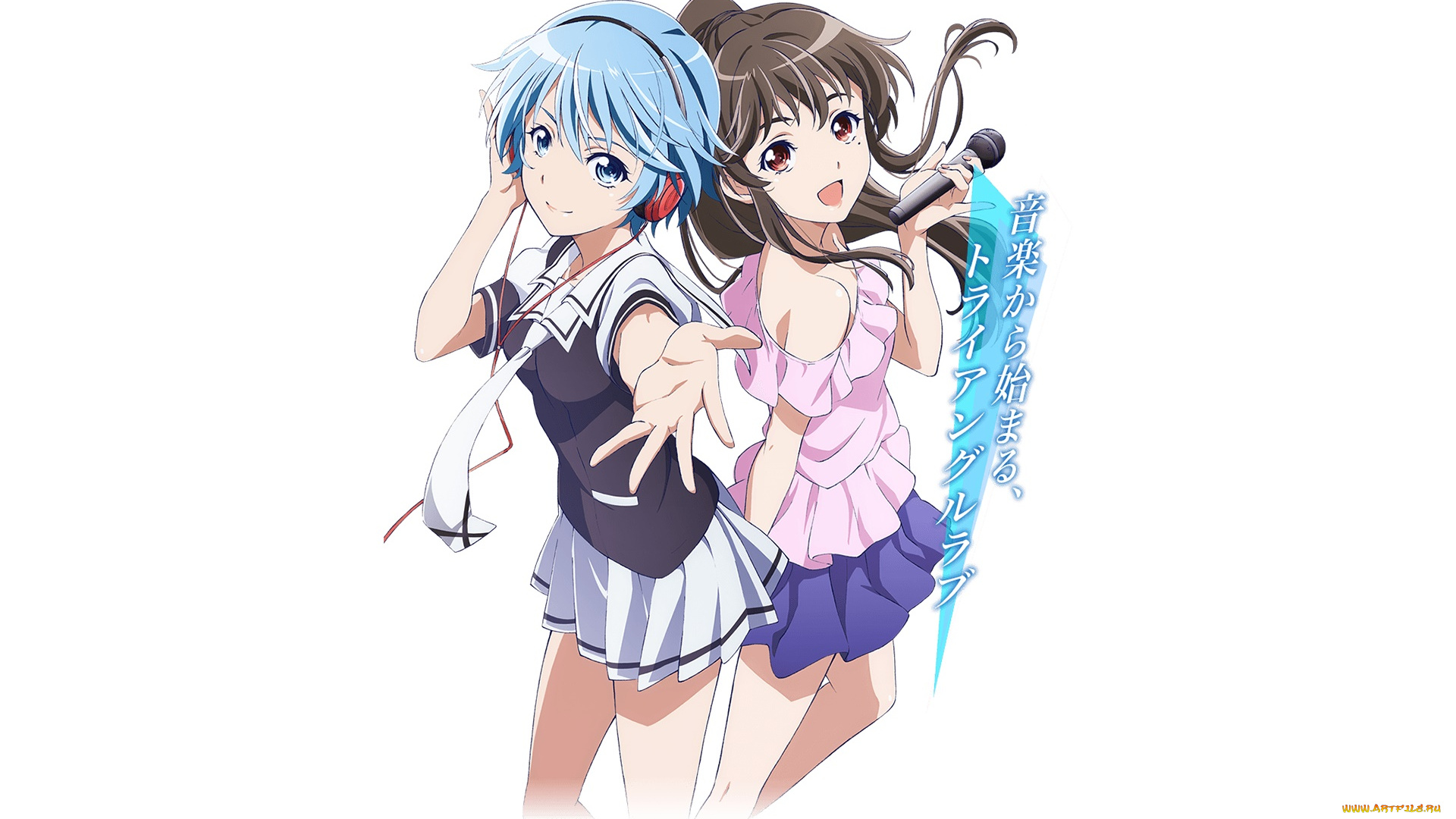 fuuka, аниме, девушки, взгляд, фон