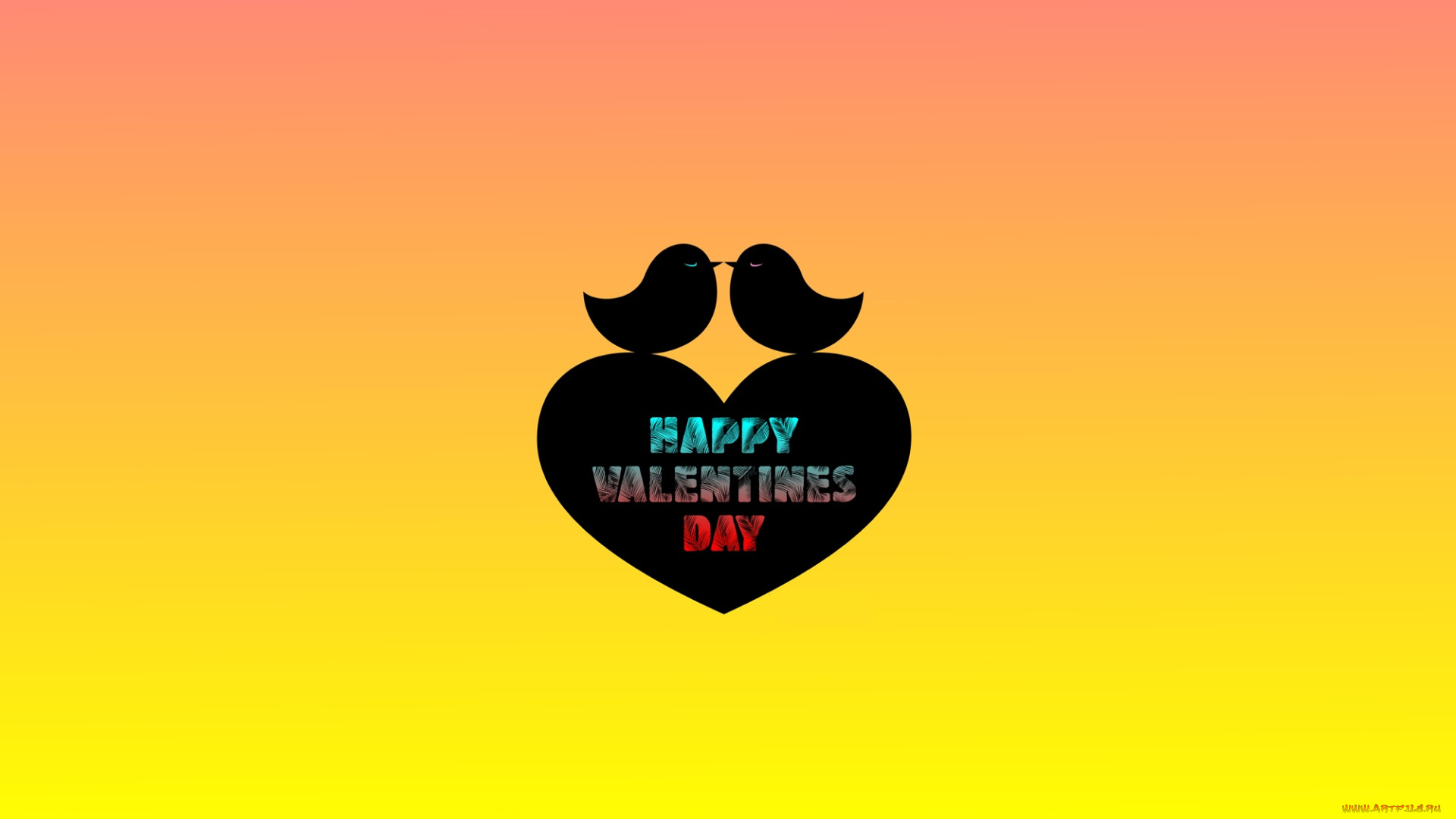 праздничные, день, святого, валентина, , сердечки, , любовь, птицы, фон, сердечко