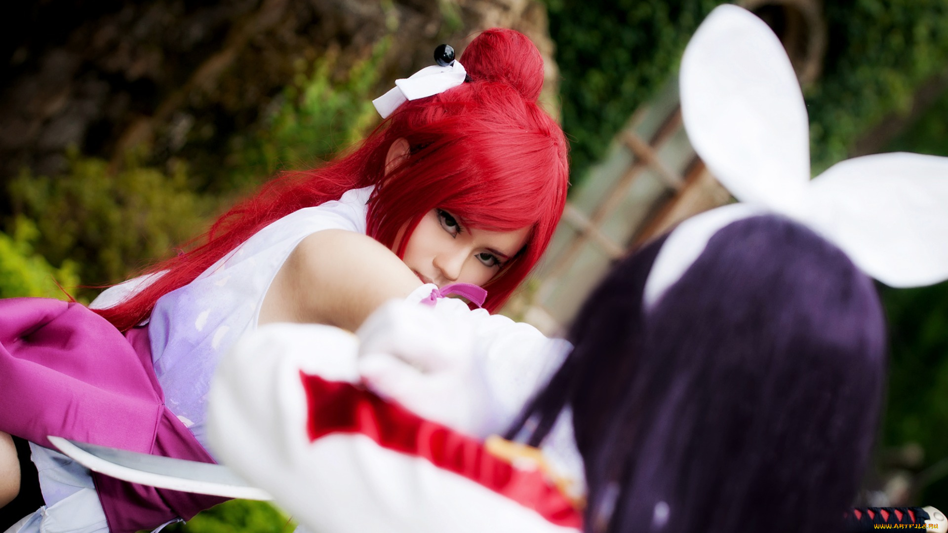 разное, cosplay, , косплей, fairy, mashima, warrior, women, hiro, erza, duel, kagura, cosplay, katana, mikazuchi, tail, sexy
