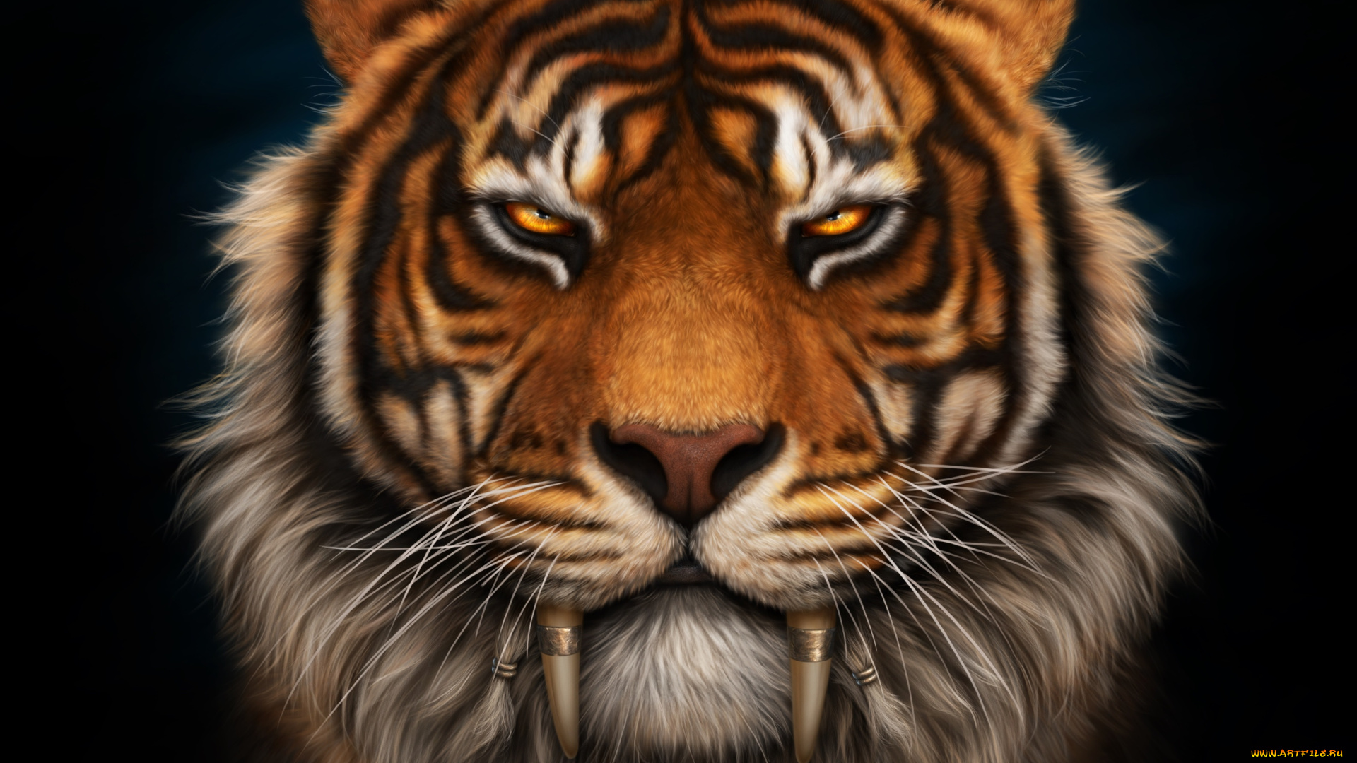 рисованное, животные, , тигры, морда, клыки, тигр, саблезубый