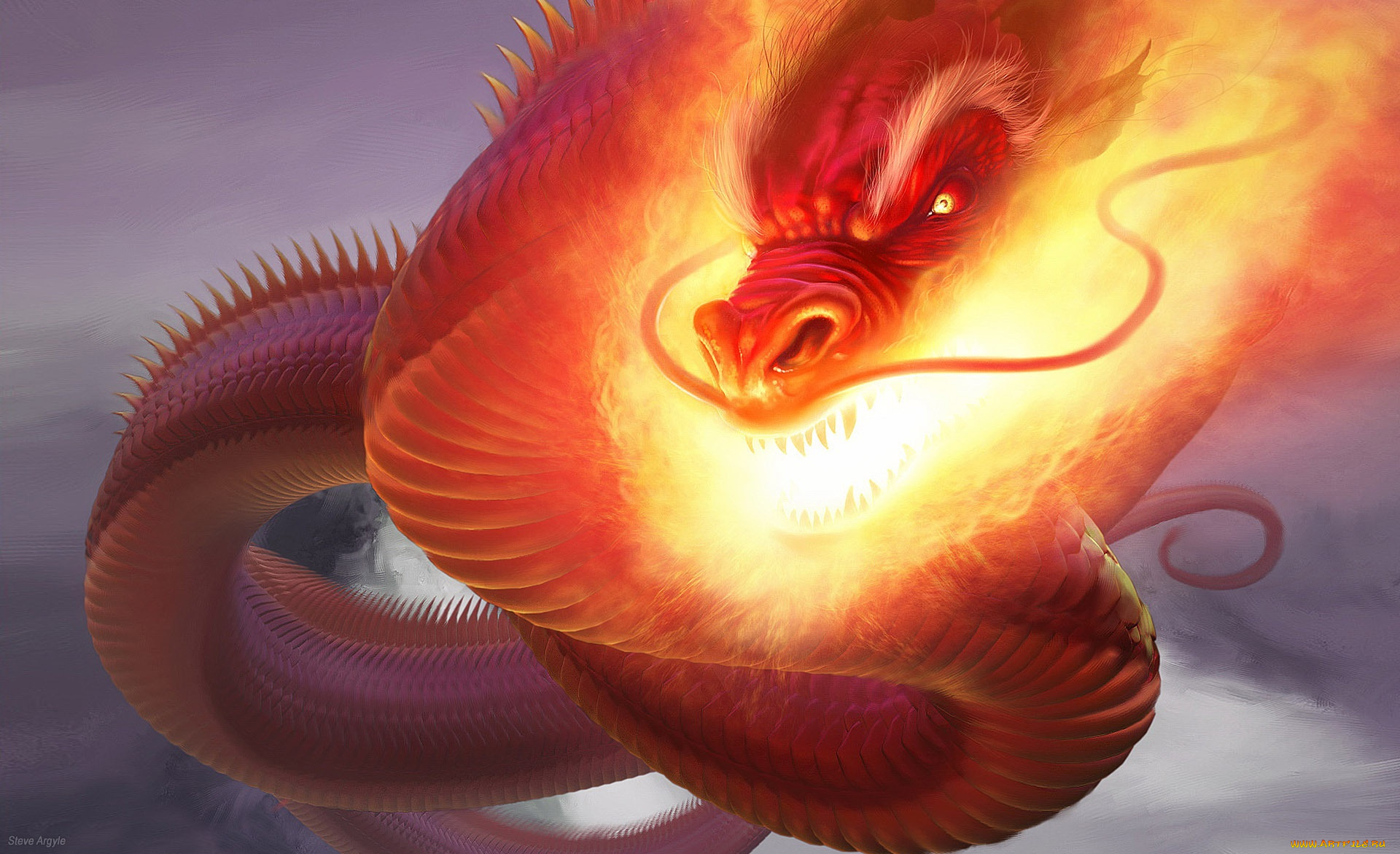 фэнтези, драконы, огонь, дракон