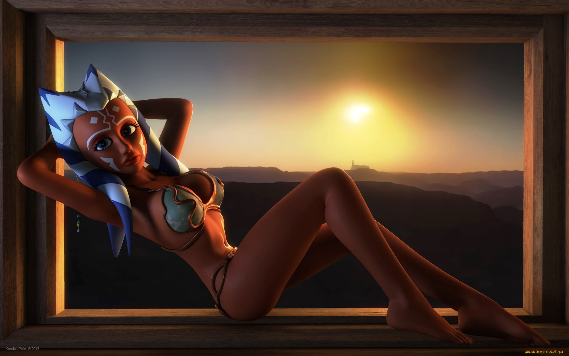 3д, графика, ___, девушка, взгляд, фон, интерьер