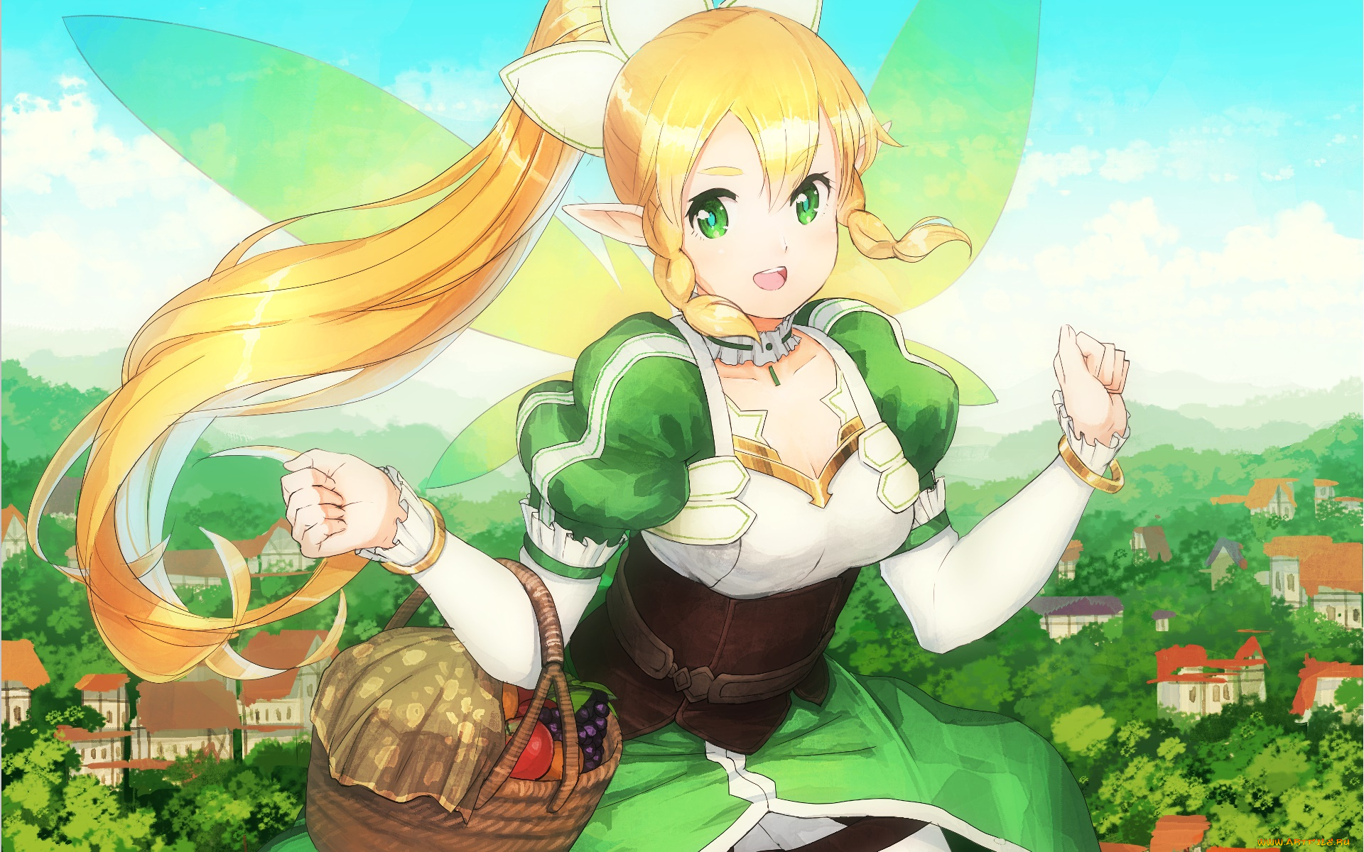 аниме, sword, art, online, девушка, взгляд, фон