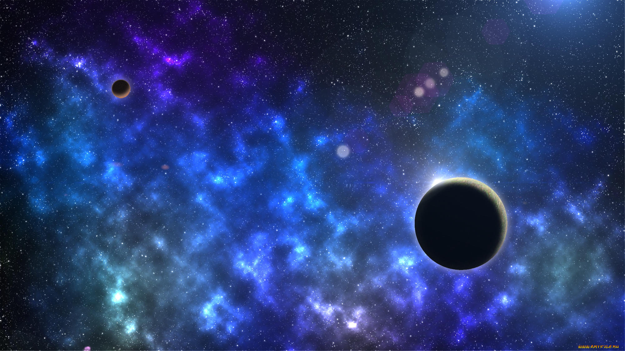 космос, арт, планета, вселенная, звезды