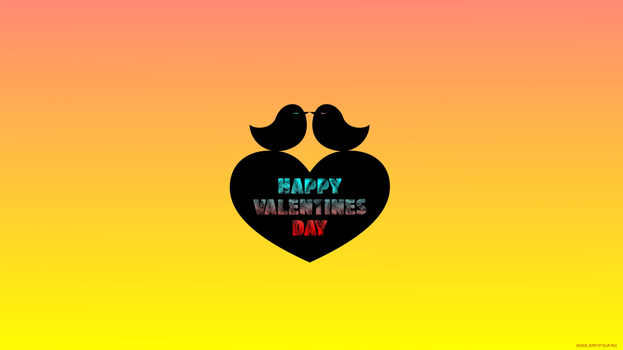 праздничные, день, святого, валентина, , сердечки, , любовь, птицы, фон, сердечко