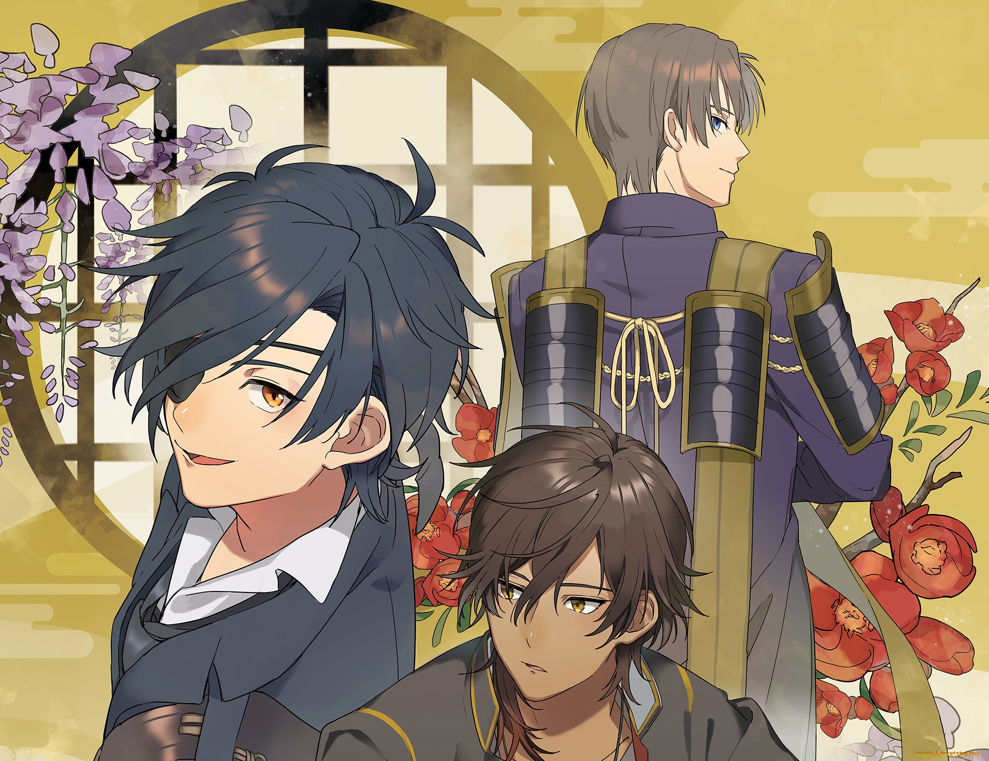 аниме, touken, ranbu, shokudaikiri, mitsutada, ookurikara, heshikiri, hasebe