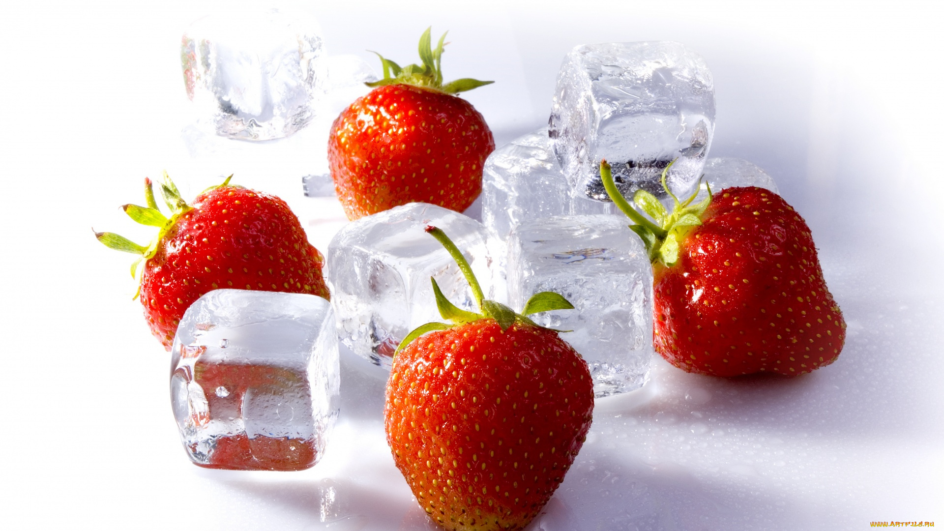еда, клубника, , земляника, ягоды, лед