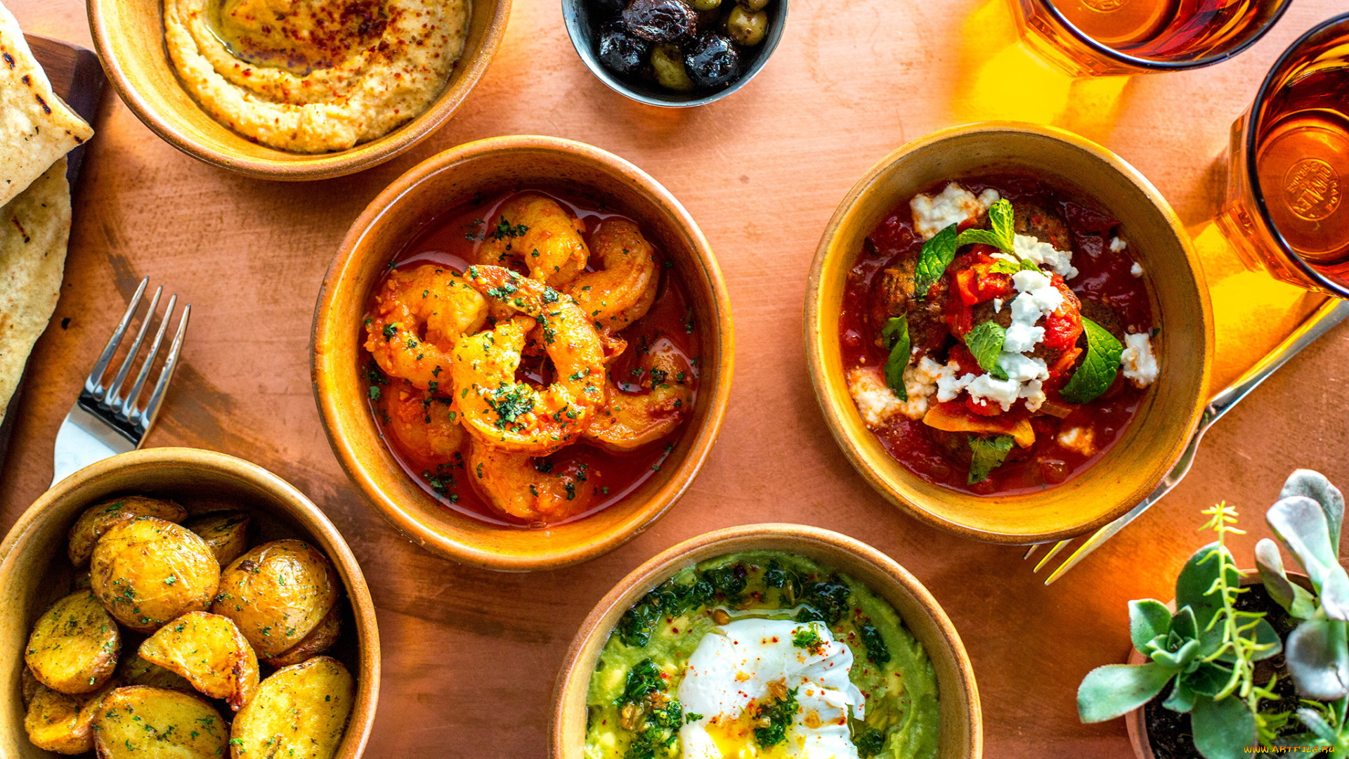 еда, разное, суп, оливки, картофель, креветки