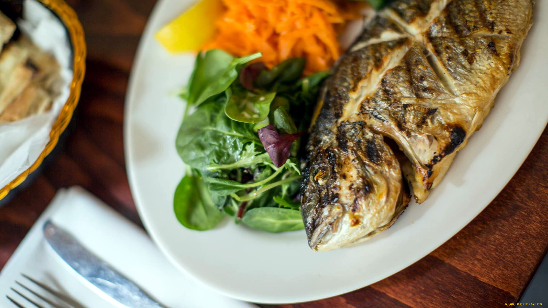 еда, рыбные, блюда, , с, морепродуктами, форель