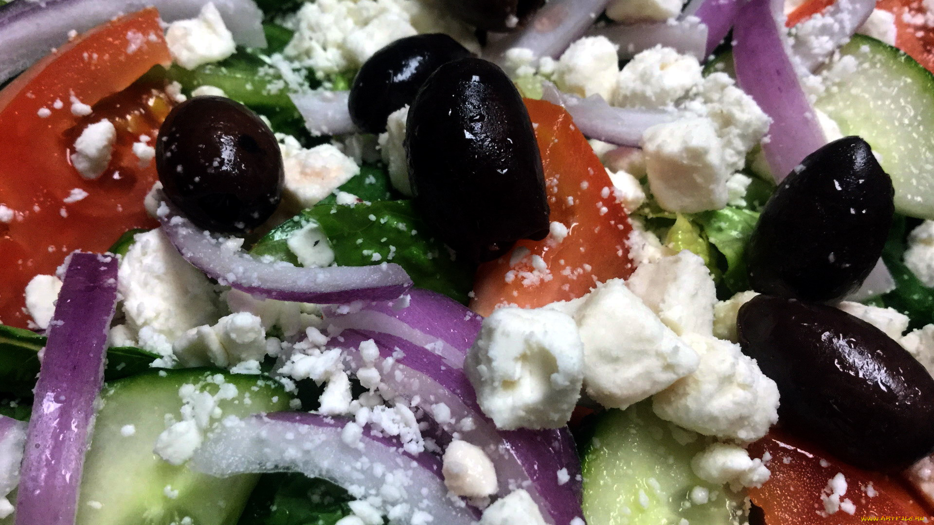 еда, салаты, , закуски, помидоры, сыр, маслины, огурец