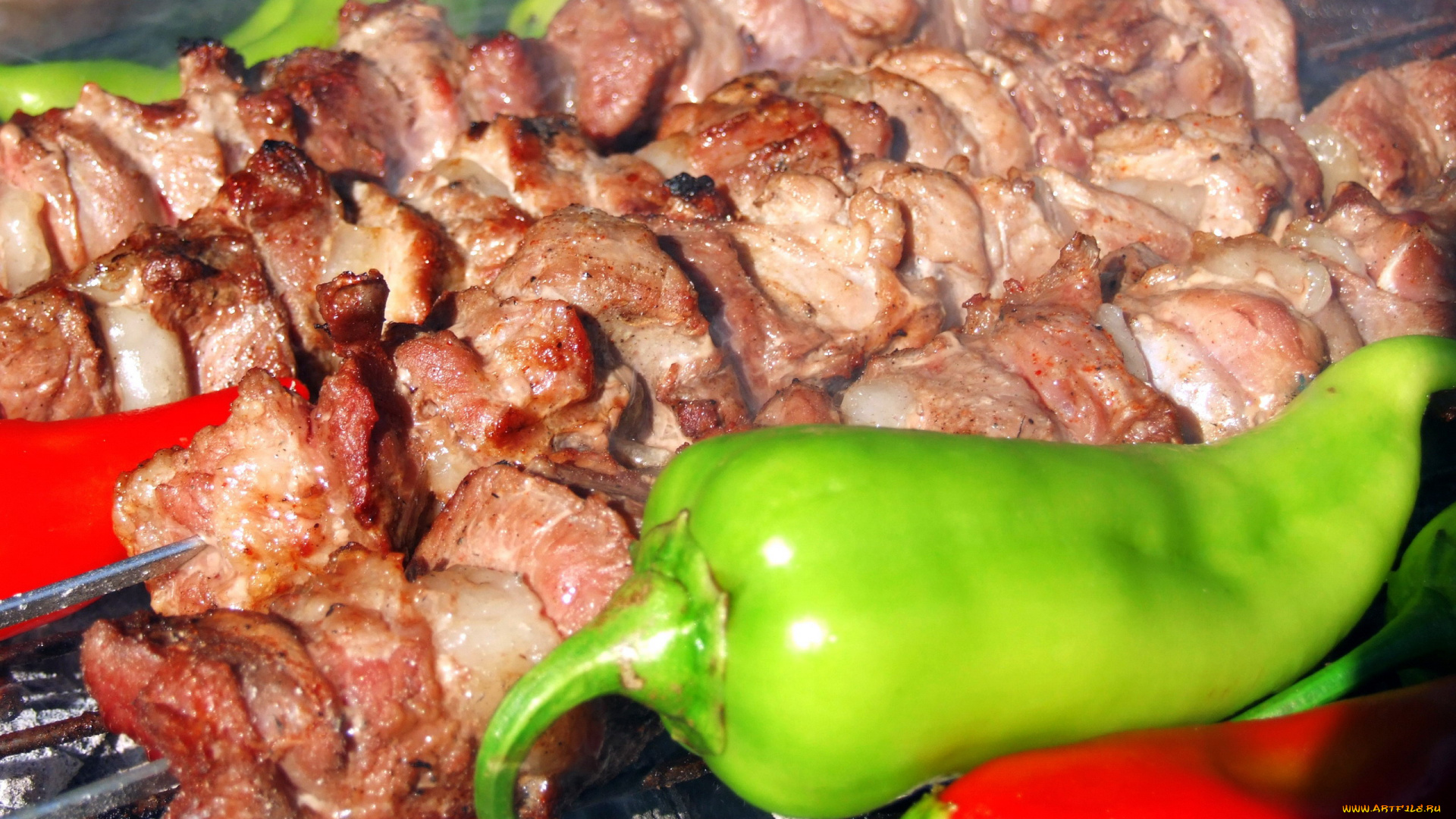 еда, шашлык, , барбекю, перец, мясо