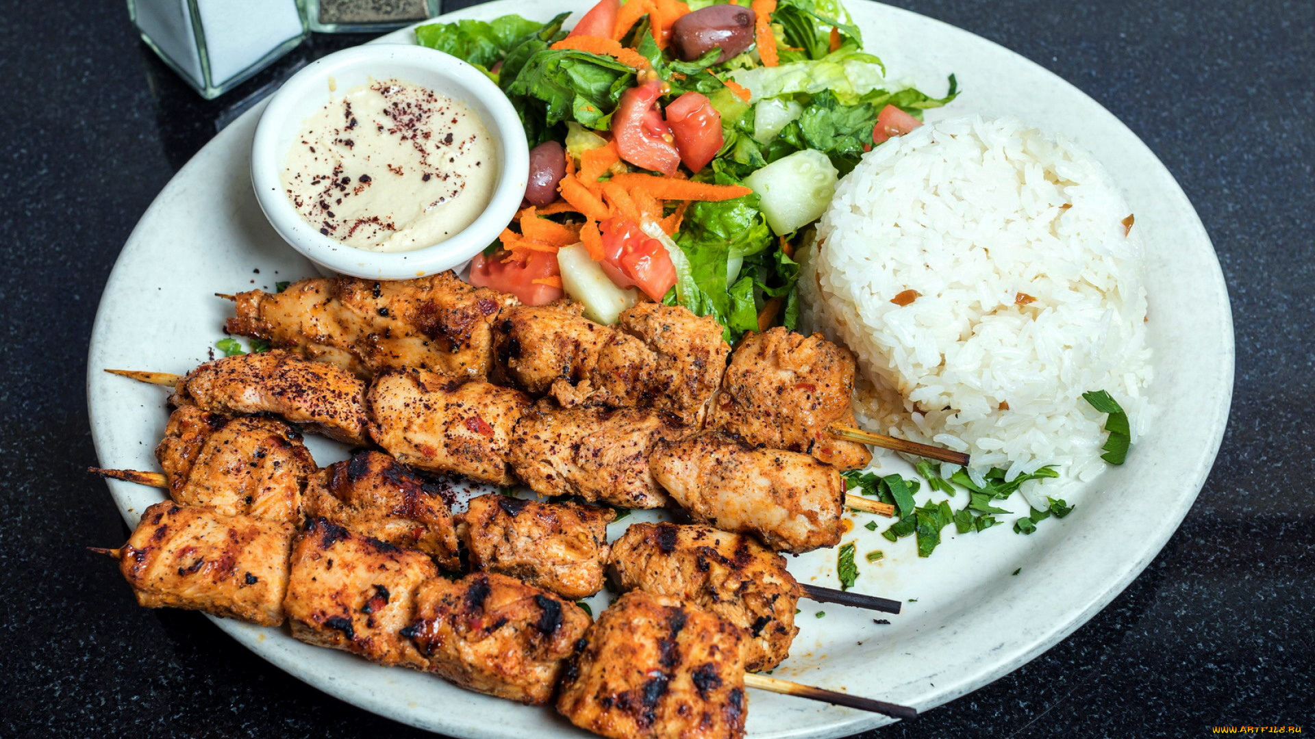 еда, шашлык, , барбекю, соус, рис, овощи, мясо