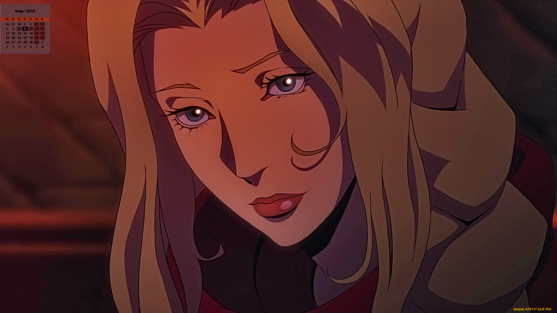 календари, аниме, 2018, лицо, девушка, взгляд