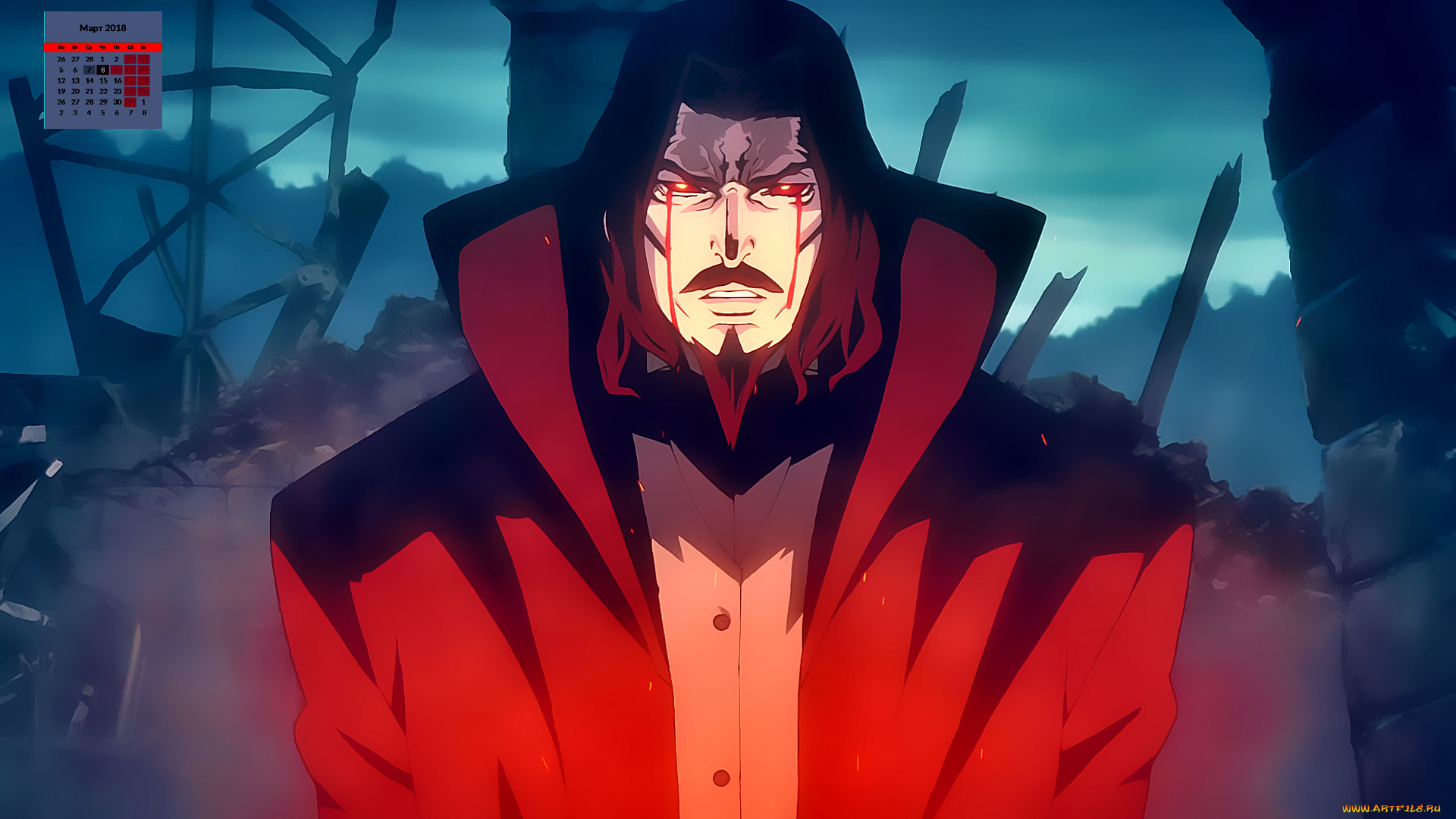 календари, аниме, взгляд, кровь, 2018, мужчина