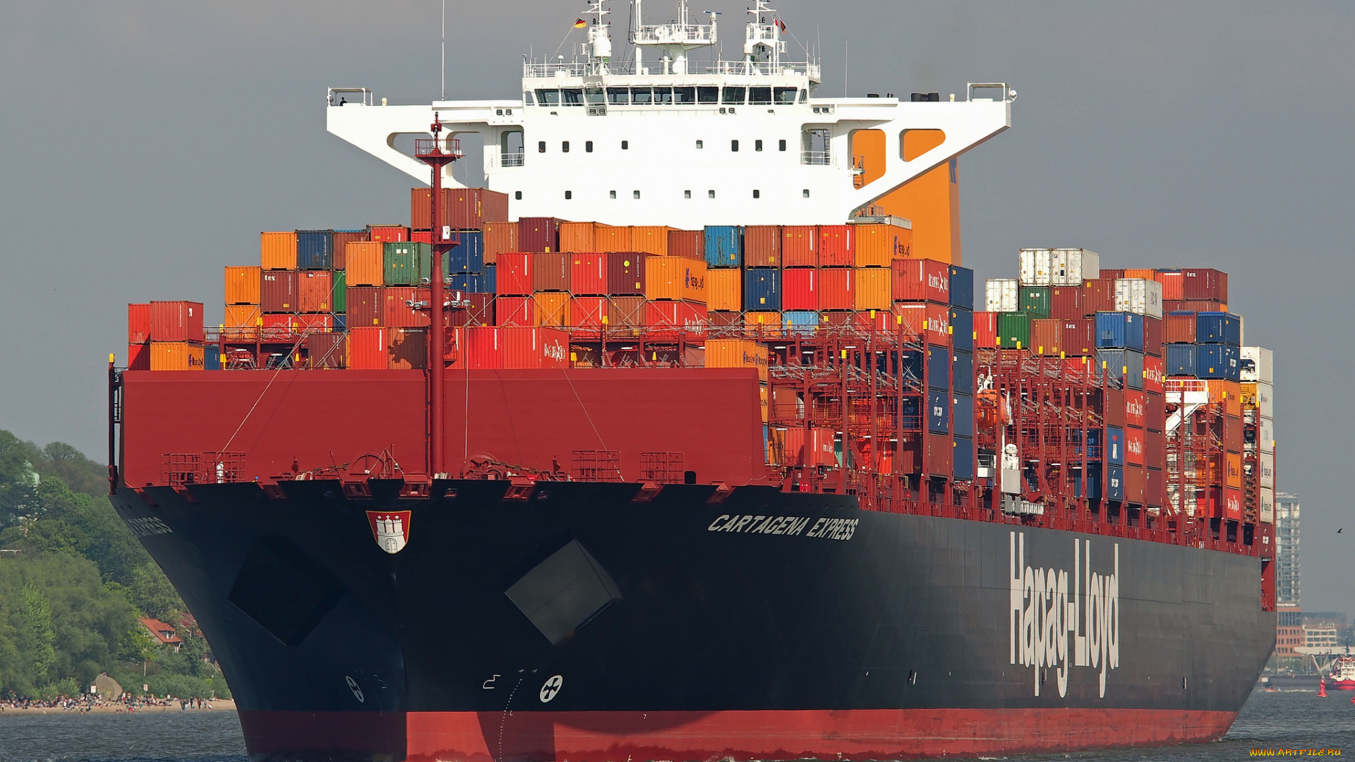 корабли, грузовые, суда, контейнеровоз
