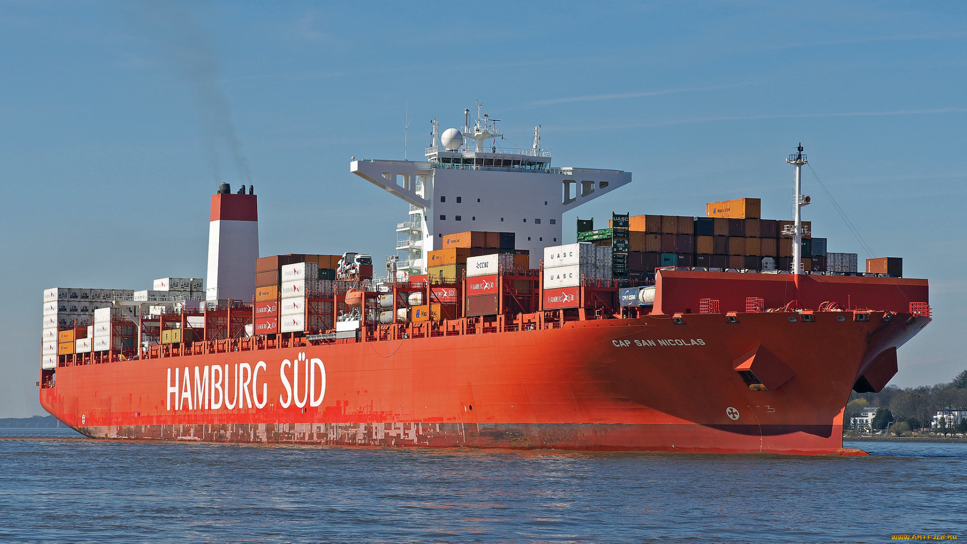 корабли, грузовые, суда, контейнеровоз