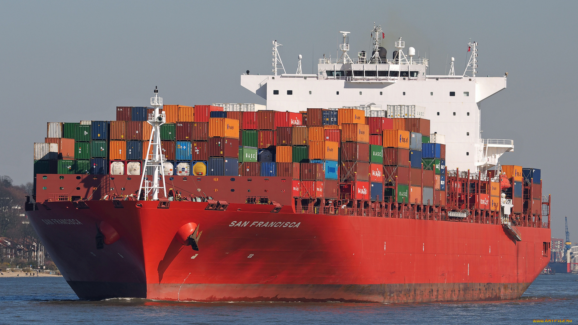 корабли, грузовые, суда, контейнеровоз