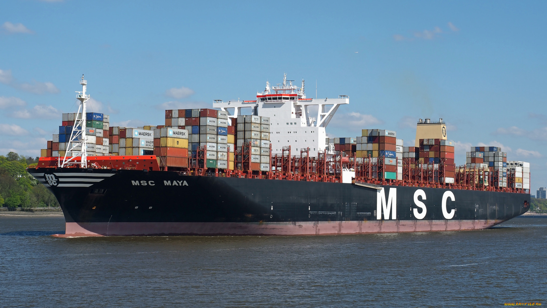 корабли, грузовые, суда, контейнеровоз