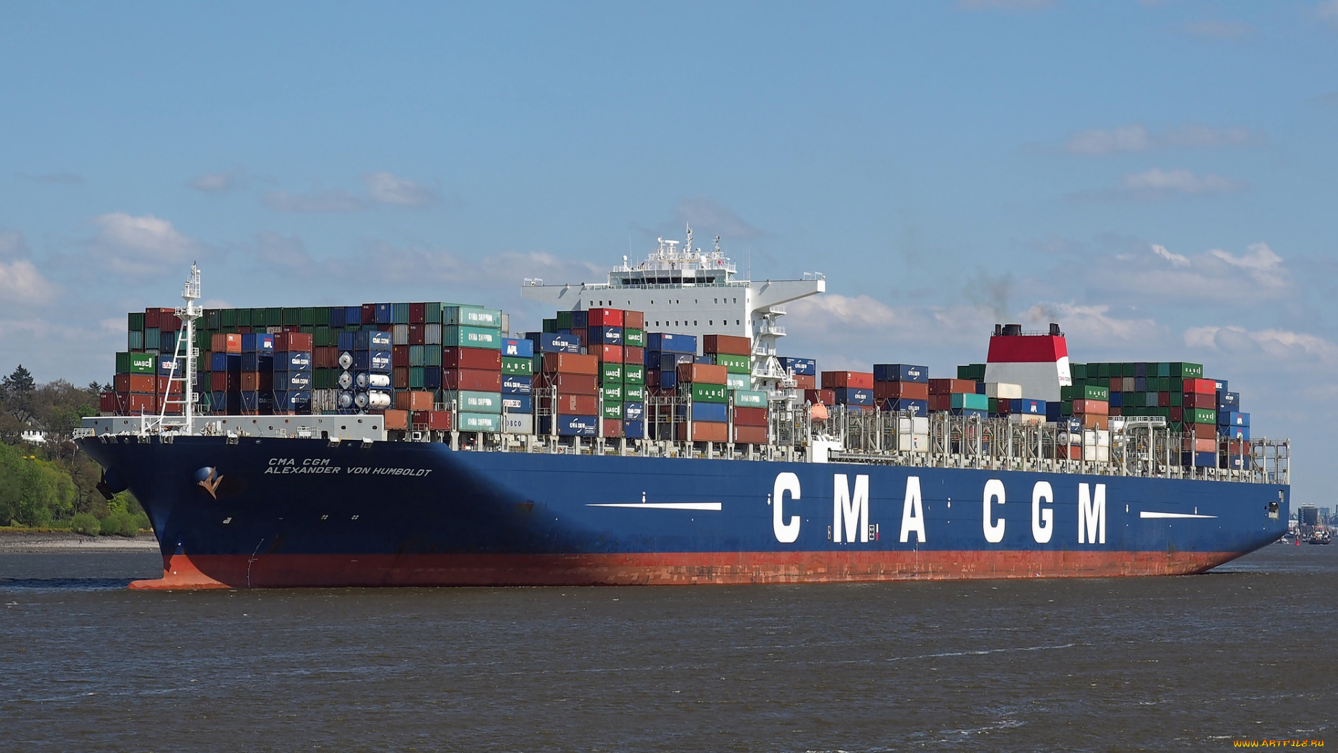 корабли, грузовые, суда, контейнеровоз