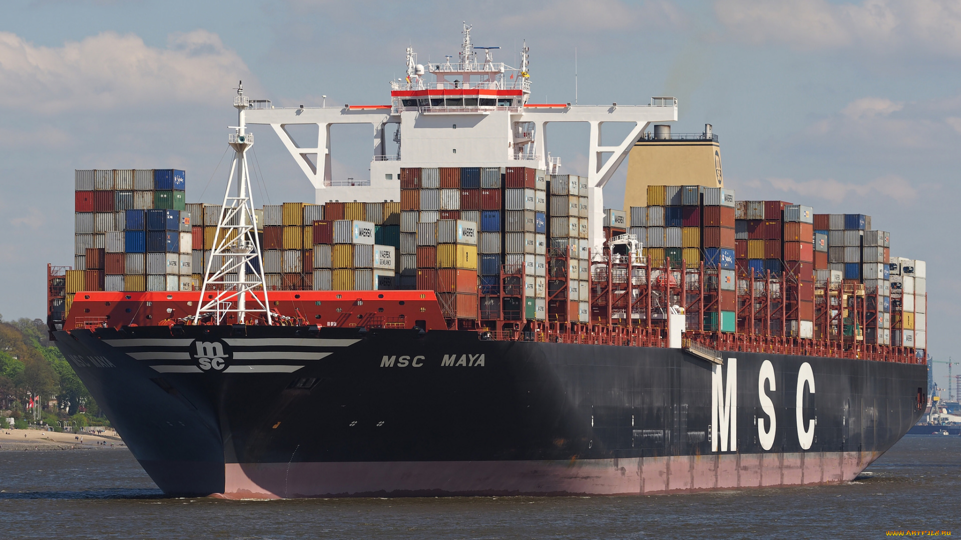 корабли, грузовые, суда, контейнеровоз