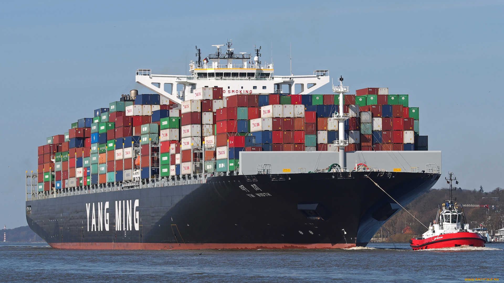 корабли, грузовые, суда, контейнеровоз