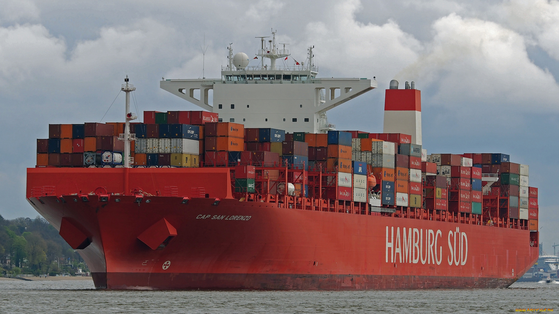 корабли, грузовые, суда, контейнеровоз